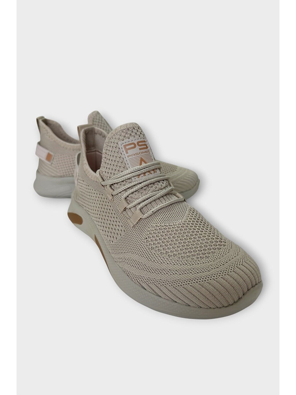 Triko Bağcıklı Unisex Spor Ayakkabı Bej-1