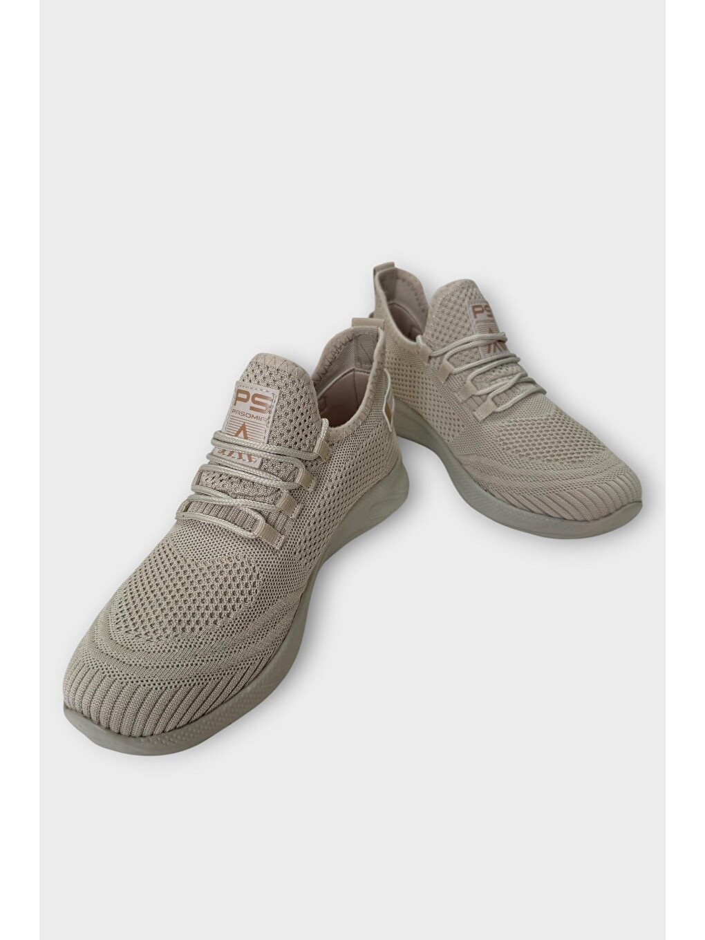 Triko Bağcıklı Unisex Spor Ayakkabı Bej-2