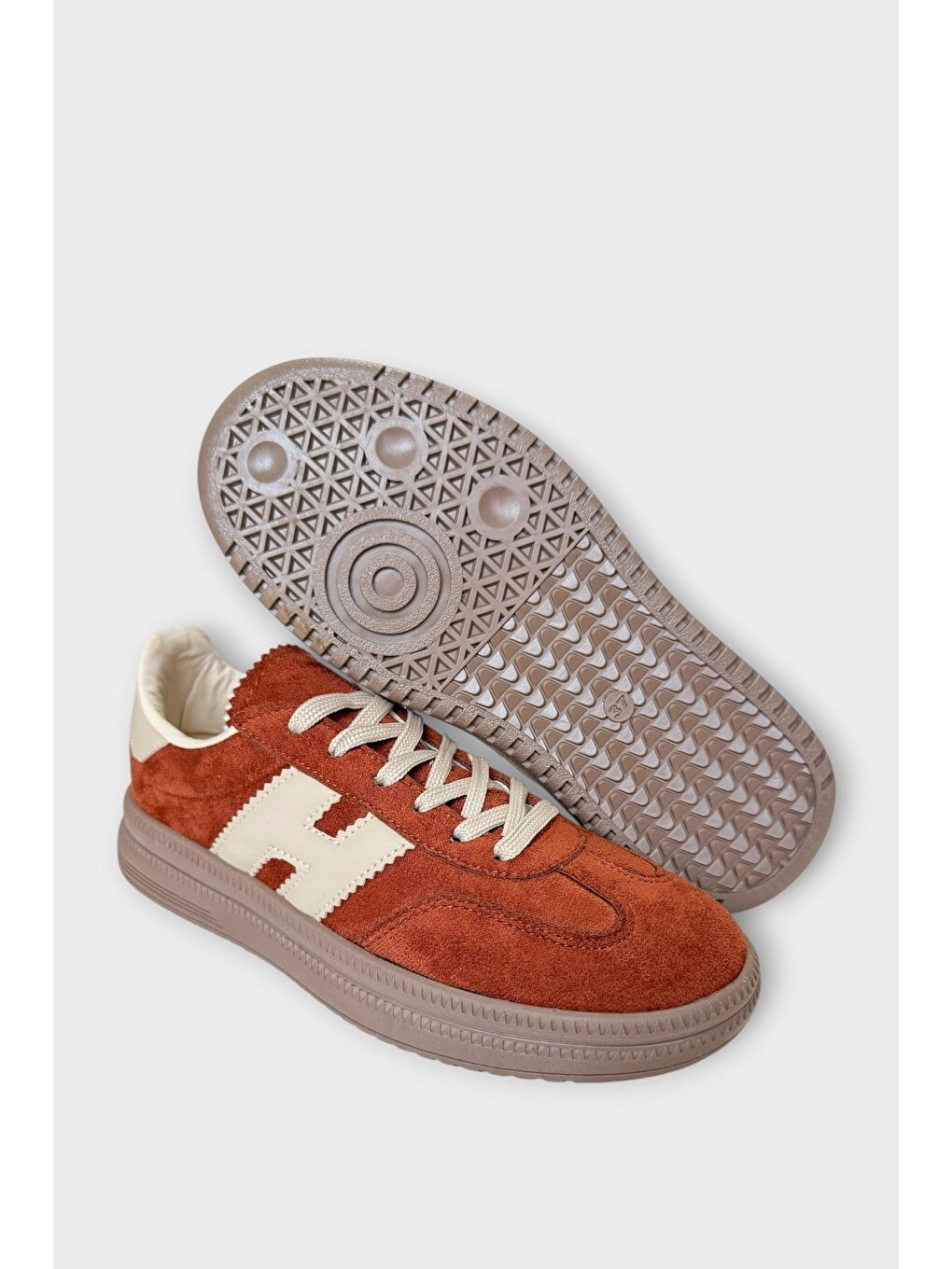 Kahverengi Süet Bağcıklı Sneaker Kadın Spor Ayakkabı Taba-6