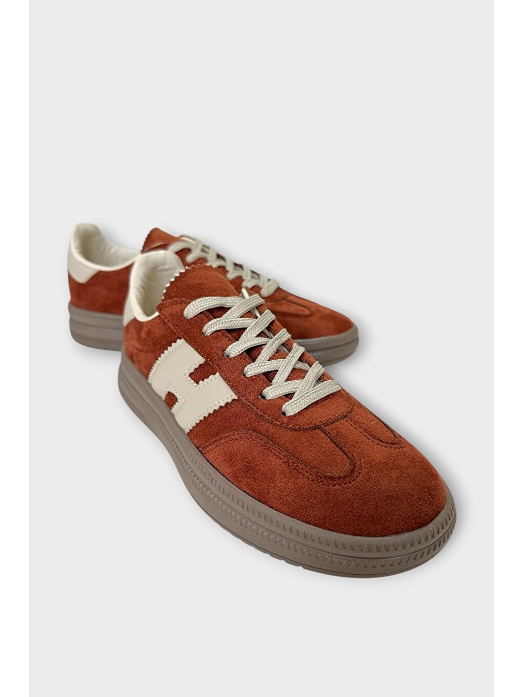 Kahverengi Süet Bağcıklı Sneaker Kadın Spor Ayakkabı Taba-3