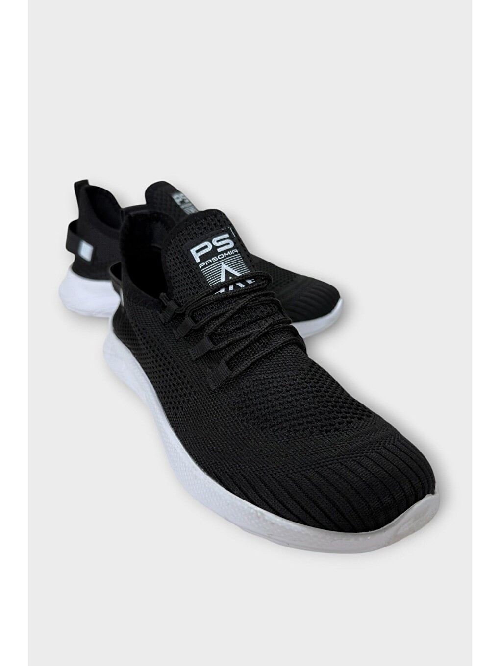 Triko Bağcıklı Unisex Spor Ayakkabı Siyah - Beyaz-1