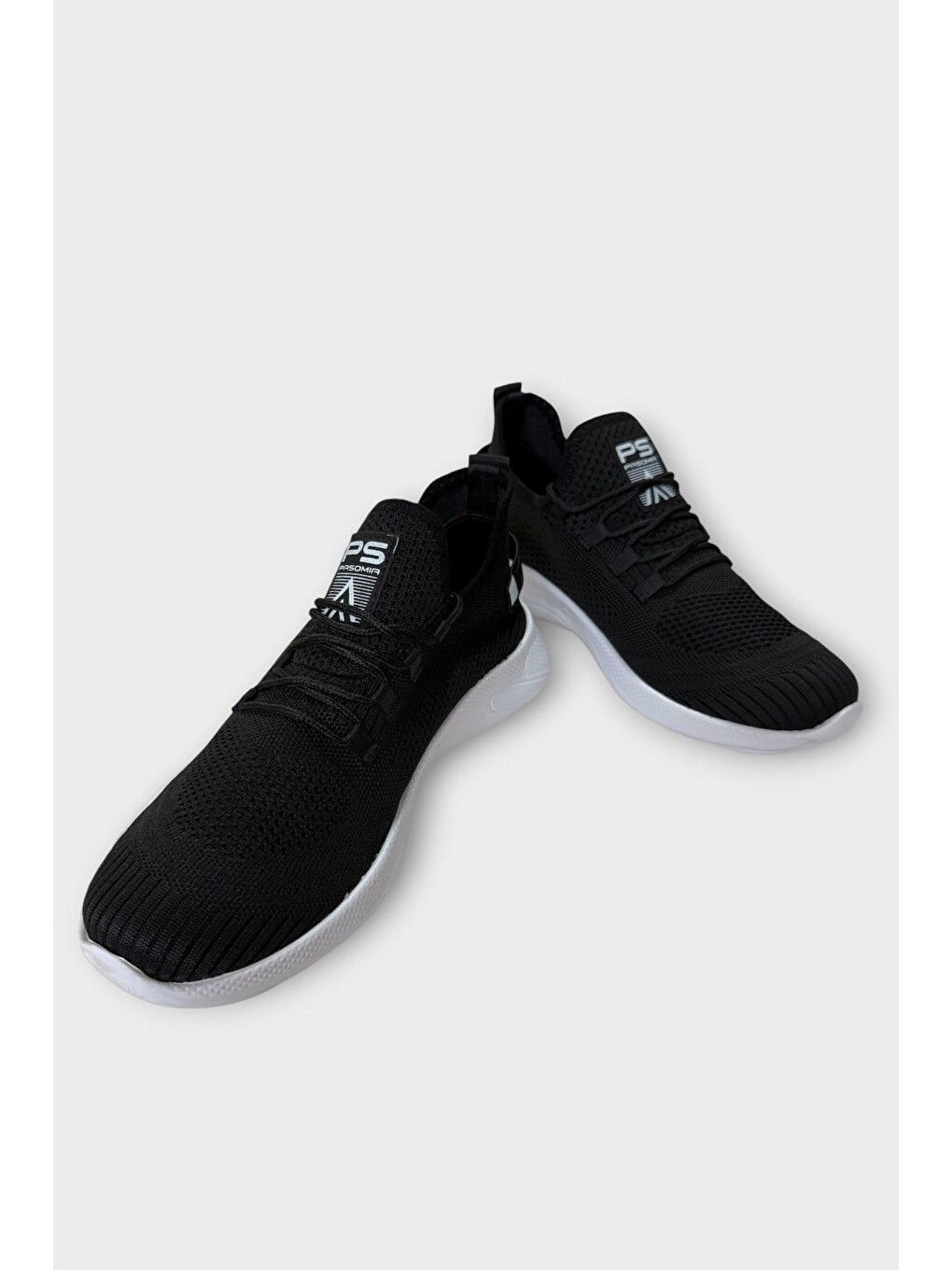 Triko Bağcıklı Unisex Spor Ayakkabı Siyah - Beyaz-2