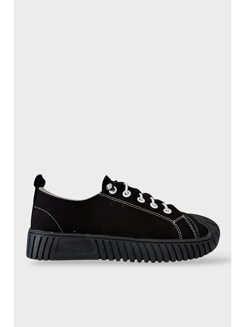 Unisex Kolay Giyilebilir Lastik Bağcıklı Spor Keten Sneaker Ayakkabı Siyah
