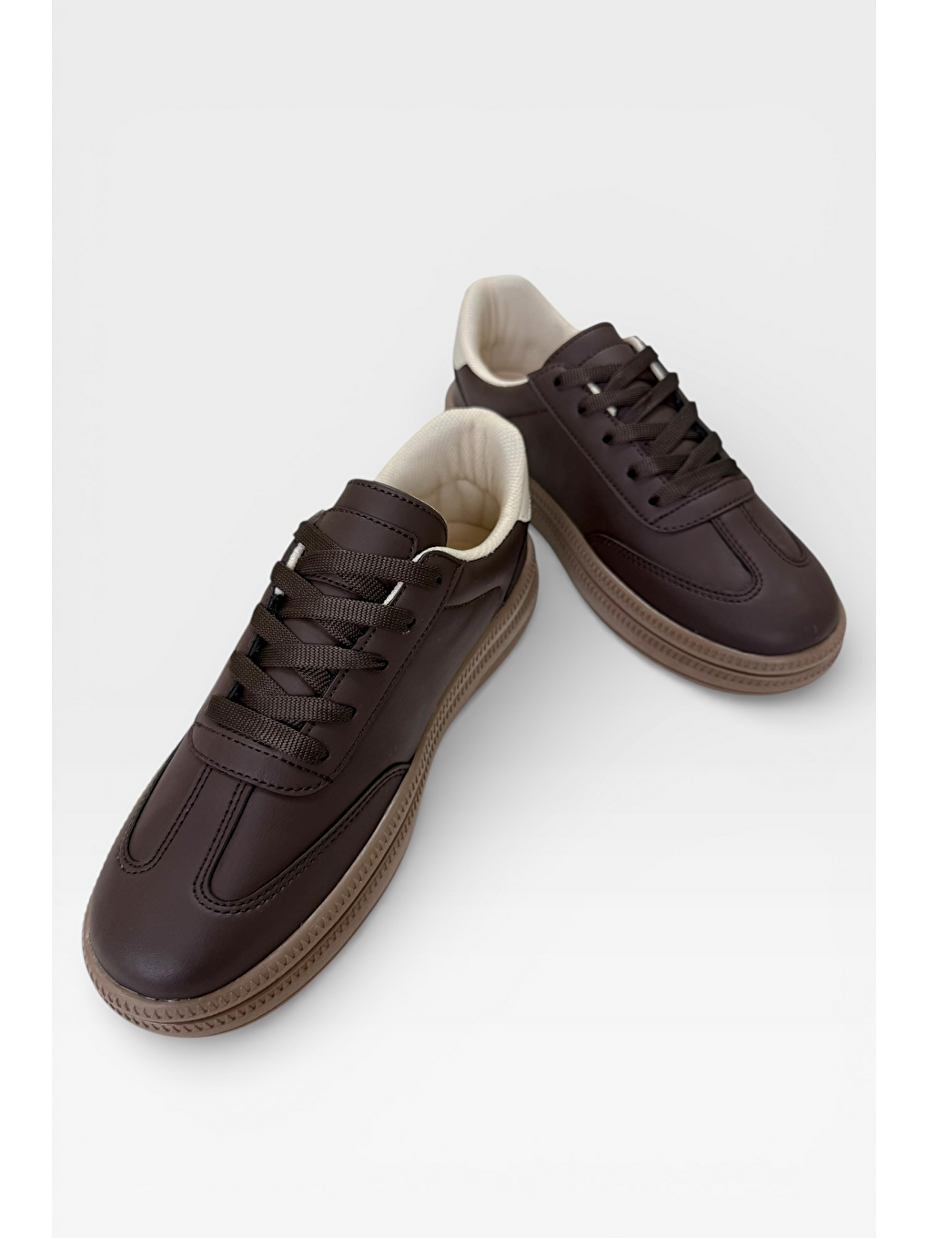 Unisex Rahat Hafif Termo Taban Kadın Sneaker Ayakkabı Kahverengi-2