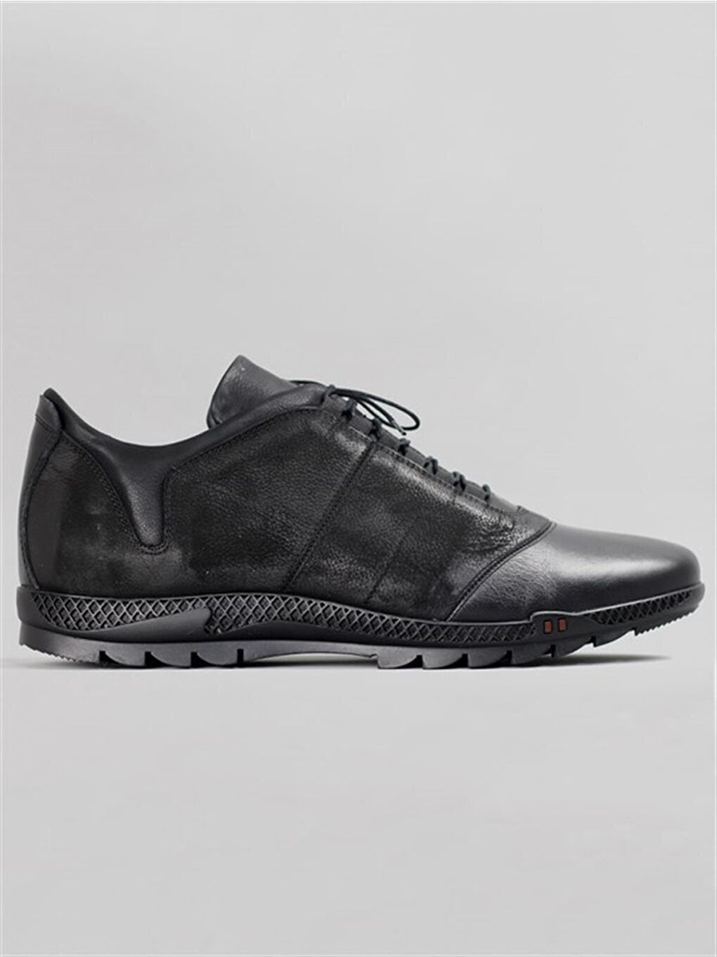 Siyah Penza Erkek Hakiki Deri Büyük Numara Sneaker