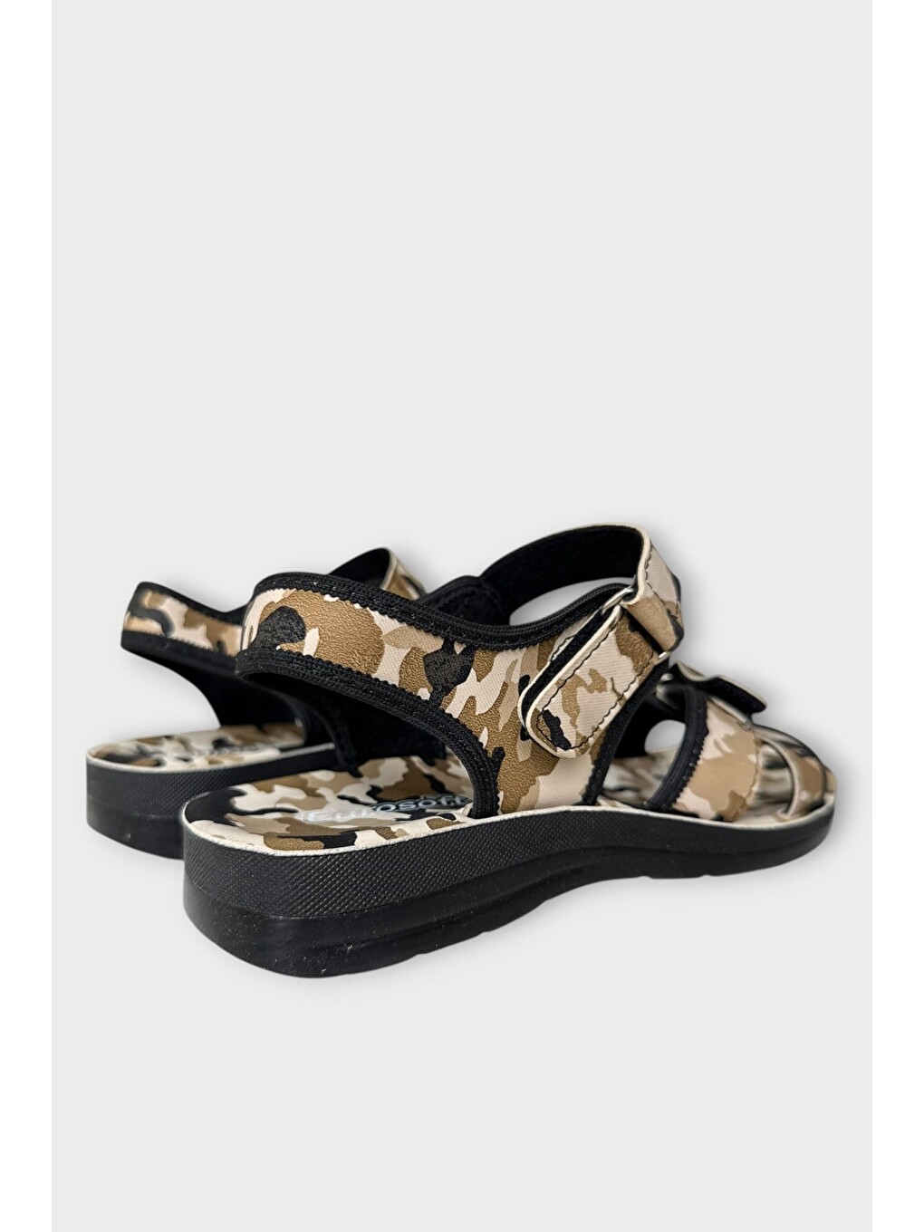 Askeri Kamufulaj Desenli Unisex Kadın Sandalet Siyah - Bej-6