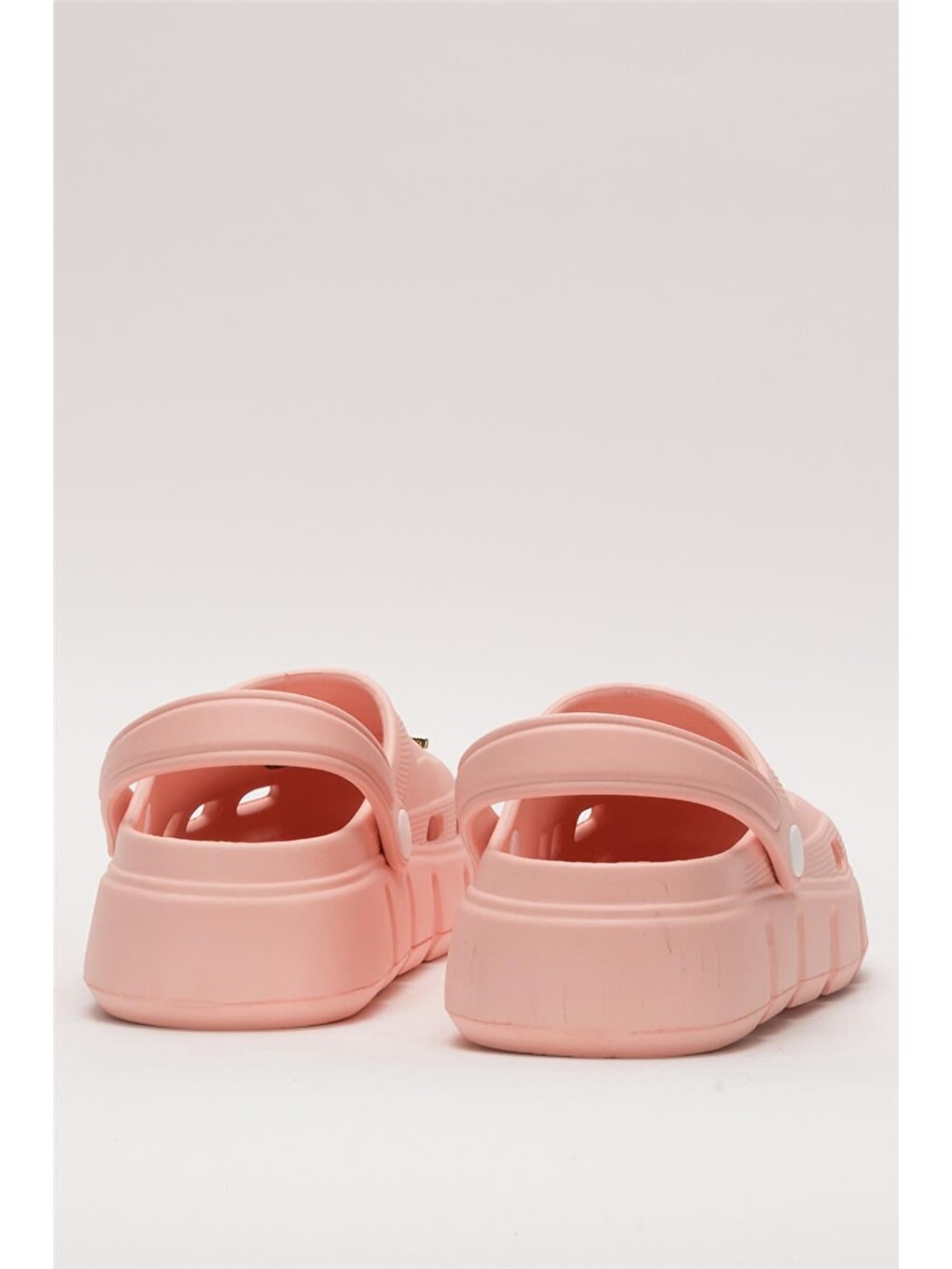 Pembe Yüksek Taban Taşlı Comfort Kadın Sandalet Pudra-3