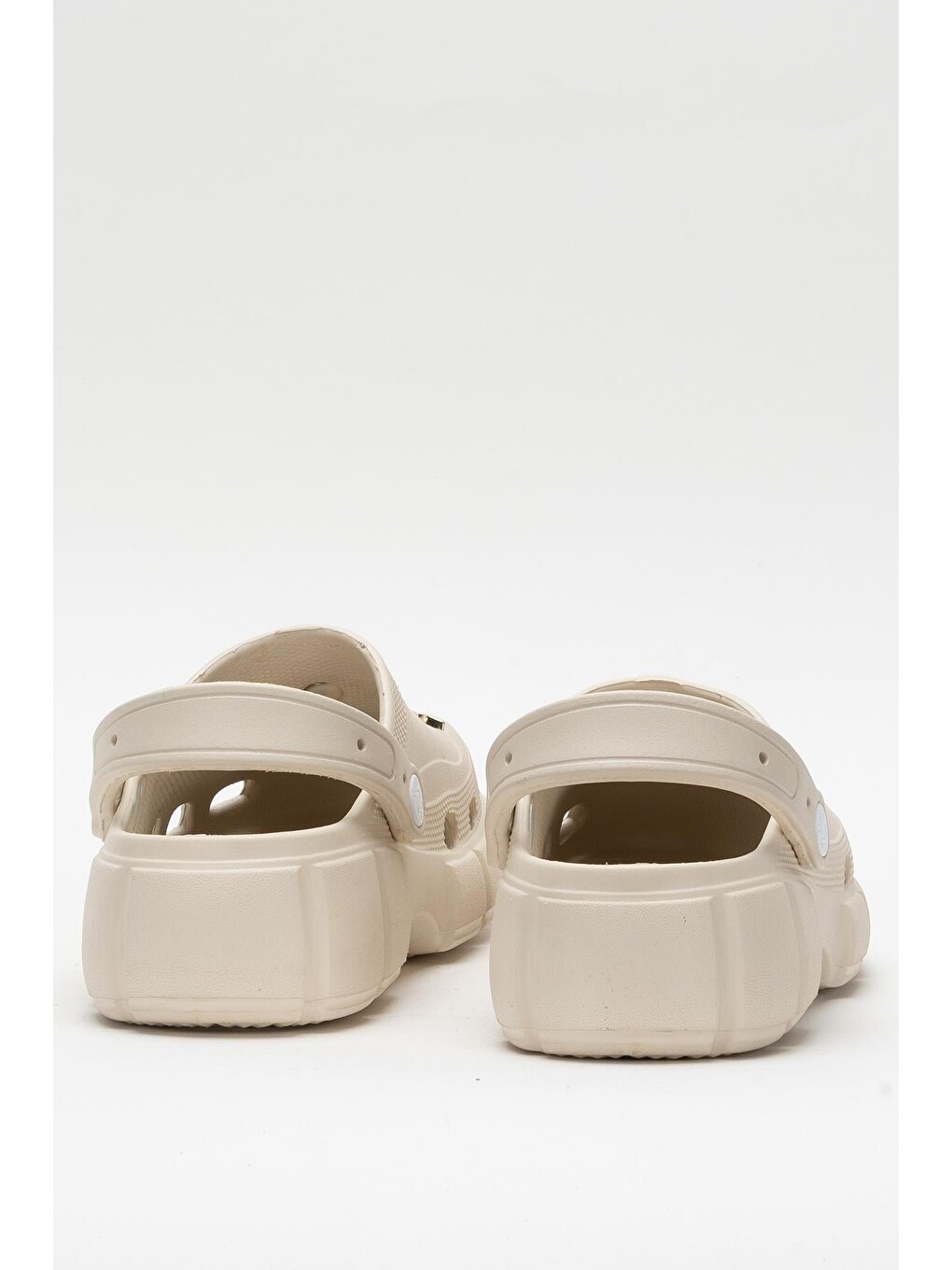 Yüksek Taban Taşlı Rahat Comfort Kadın Sandalet Bej-6