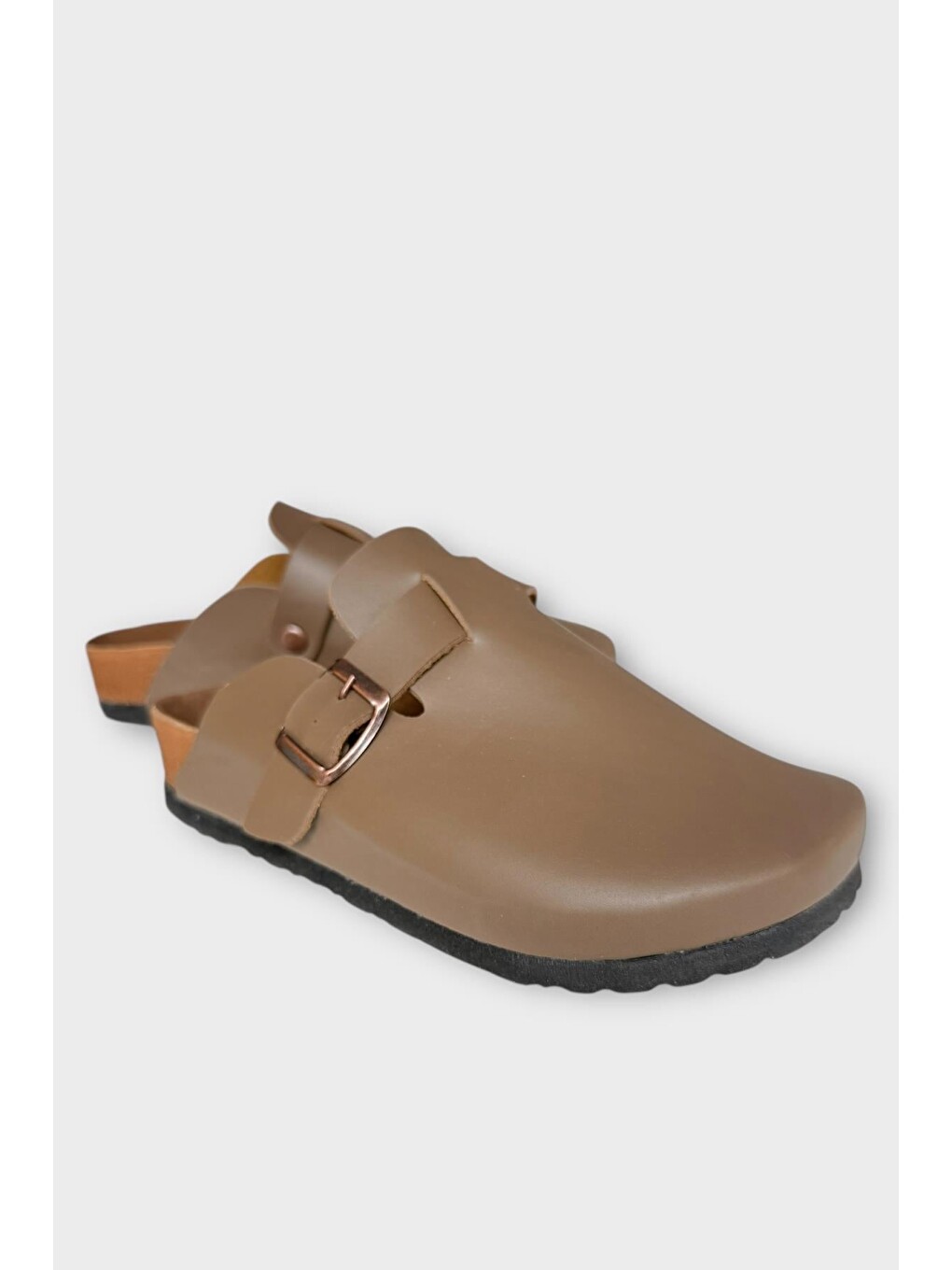 Bej Unisex Toka Detaylı Mantar Anatomik Tabanlı Terlik Vizon-5