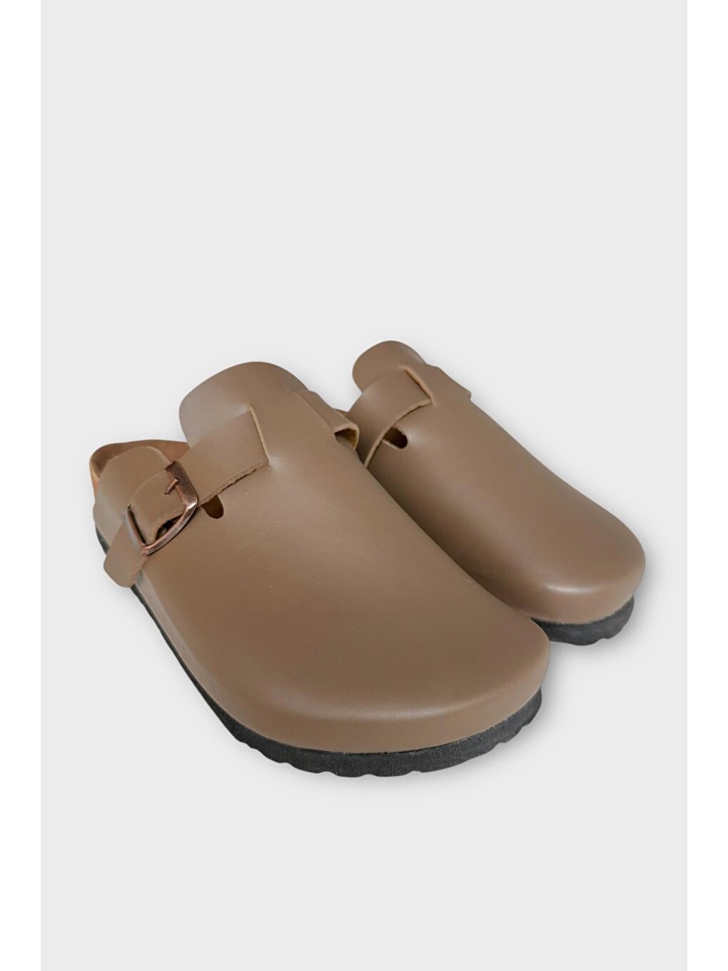 Bej Unisex Toka Detaylı Mantar Anatomik Tabanlı Terlik Vizon-7