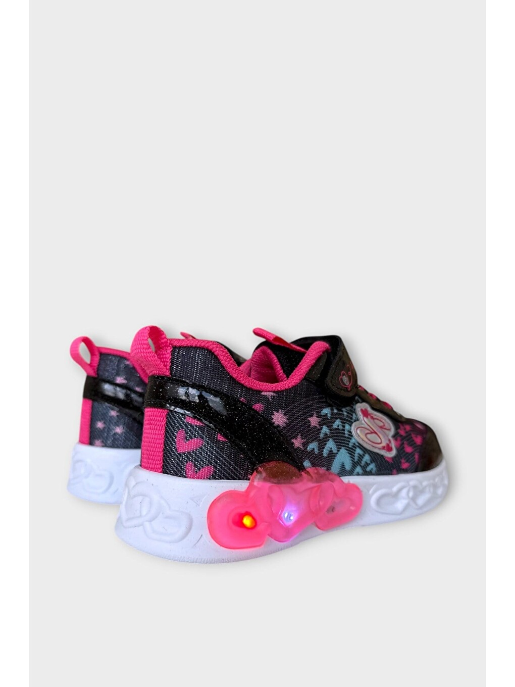 Çok Renkli Işıklı Cırtlı Hafif Anatomik Taban Günlük Sneaker Kız Çocuk Spor Ayakkabı Siyah - Fuşya-10