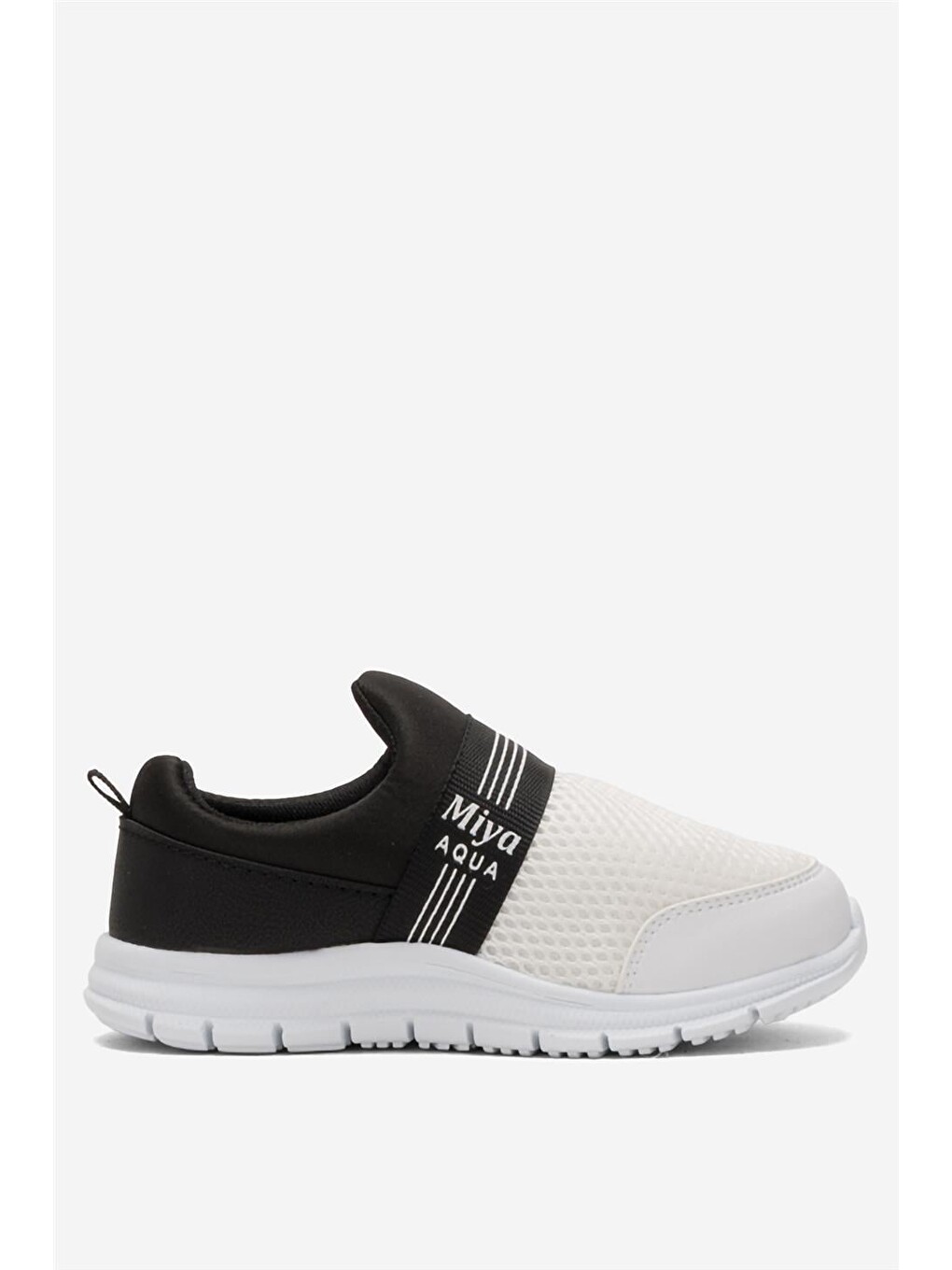 Unisex Lastilkli Hafif Airfle Çocuk Spor Ayakkabı Siyah - Beyaz-2