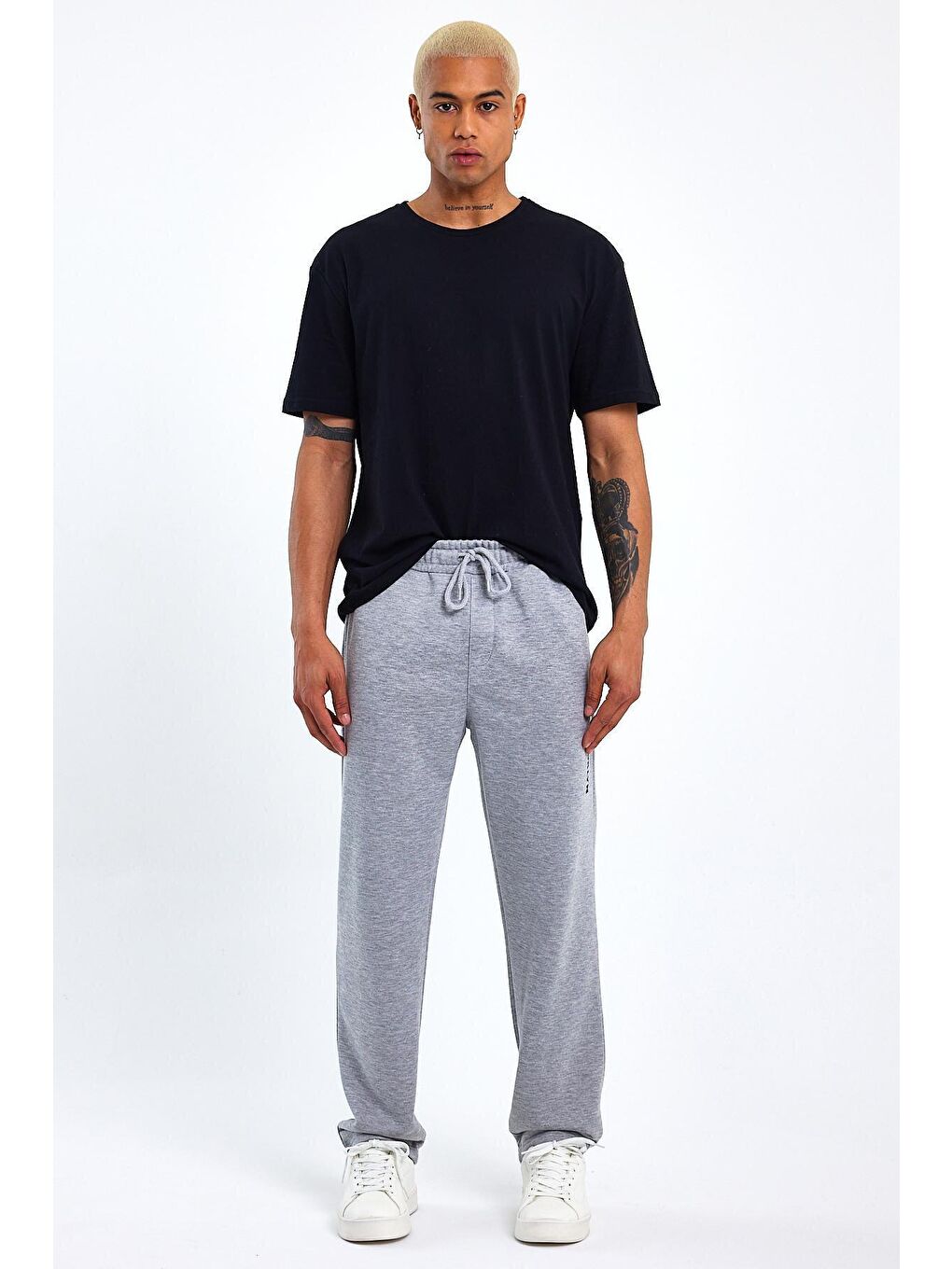 Gri Regular Fit Broklyn Baskılı İnce Erkek Jogger Eşofman Altı SPR 205