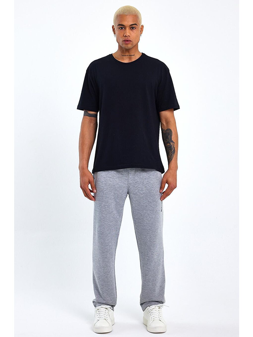 Gri Regular Fit Broklyn Baskılı İnce Erkek Jogger Eşofman Altı SPR 205-2