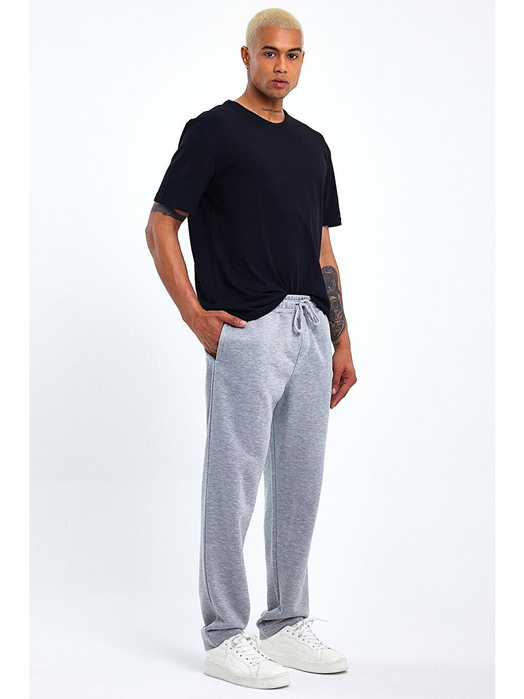 Gri Regular Fit Broklyn Baskılı İnce Erkek Jogger Eşofman Altı SPR 205-3