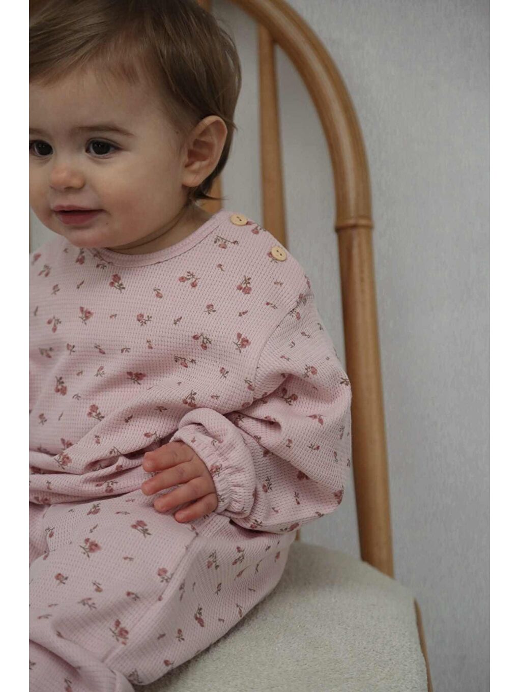 Pembe Çiçek Baskılı Şalvar Takım-6