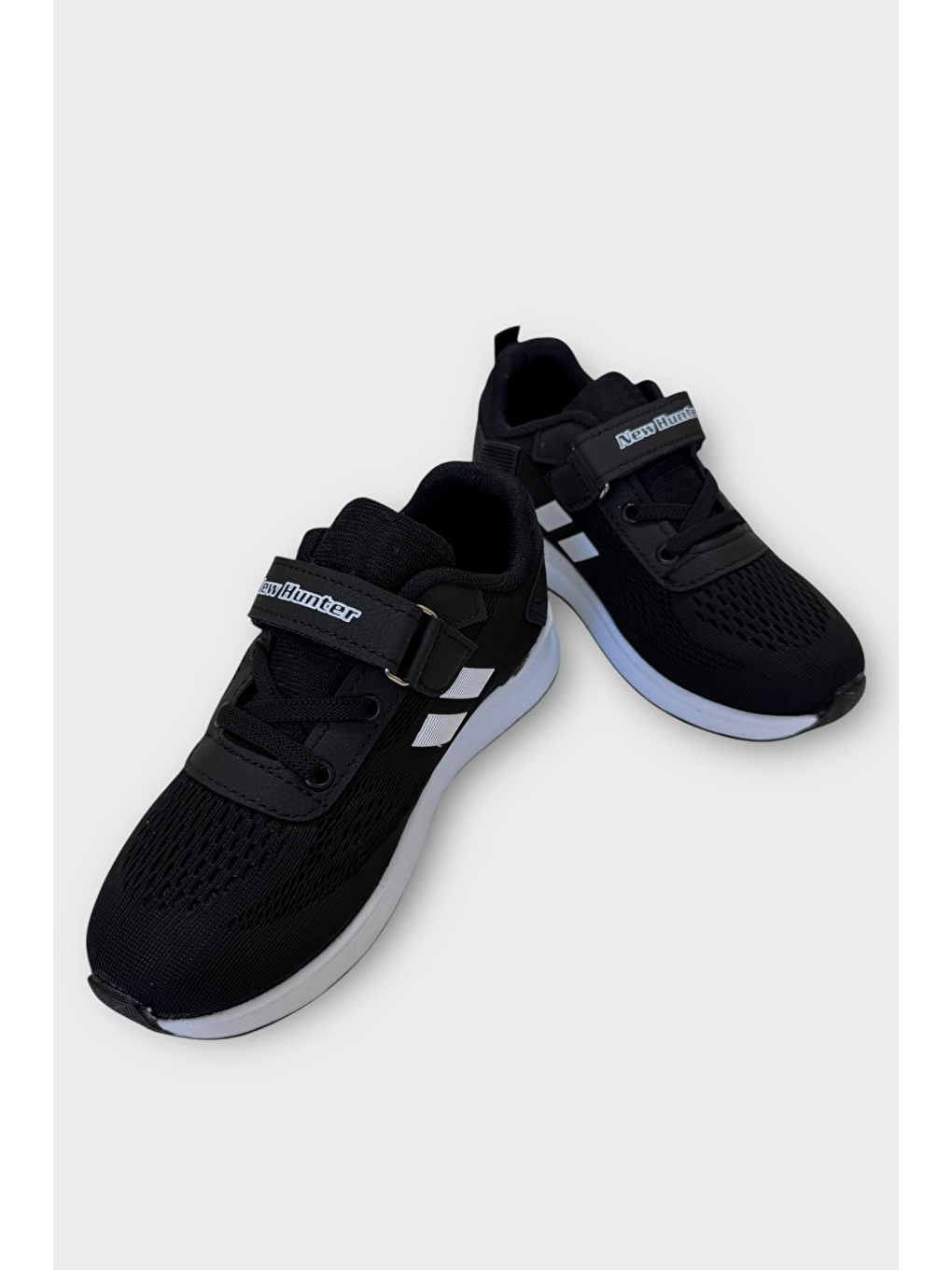 Unisex Bağcıklı Ve Cırtlı Triko Çocuk Spor Ayakkabı Siyah - Beyaz-5