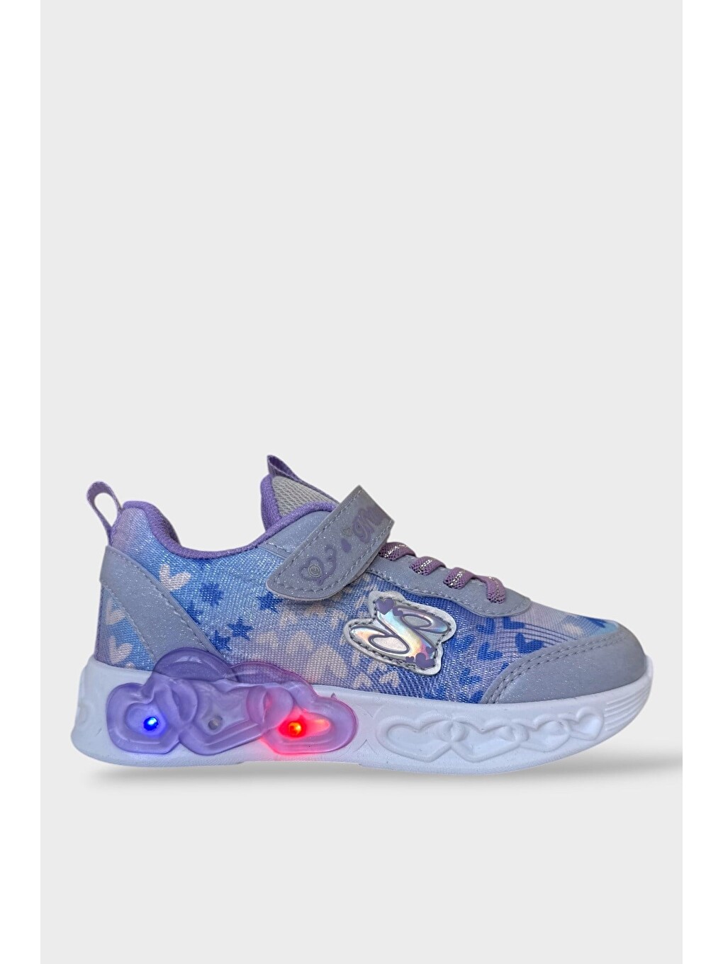 Çok Renkli Işıklı Cırtlı Hafif Anatomik Taban Günlük Sneaker Kız Çocuk Spor Ayakkabı Lila