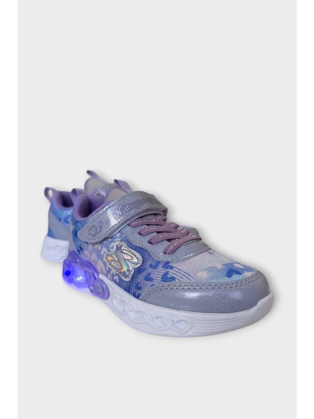 Çok Renkli Işıklı Cırtlı Hafif Anatomik Taban Günlük Sneaker Kız Çocuk Spor Ayakkabı Lila-2