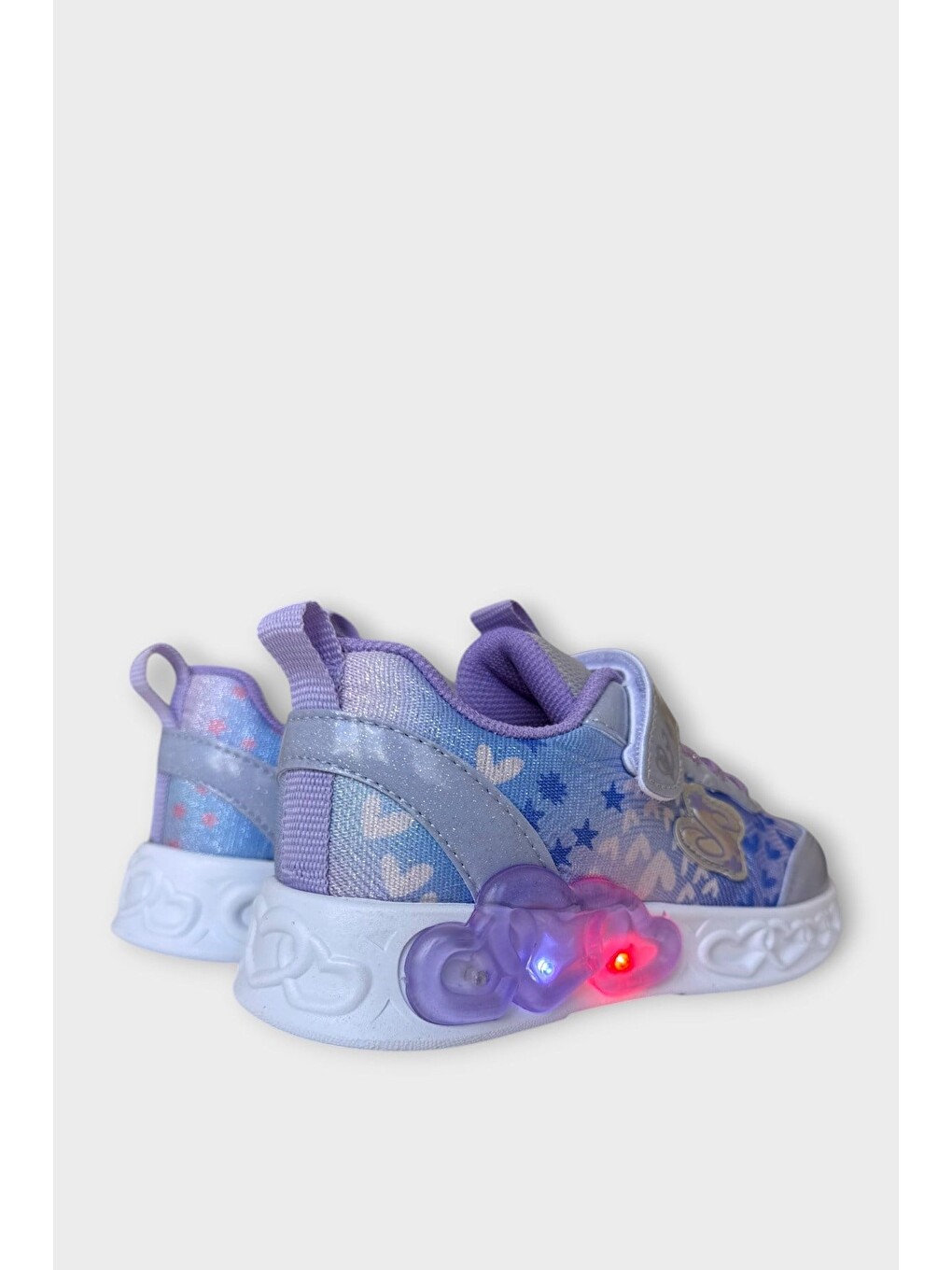 Çok Renkli Işıklı Cırtlı Hafif Anatomik Taban Günlük Sneaker Kız Çocuk Spor Ayakkabı Lila-7
