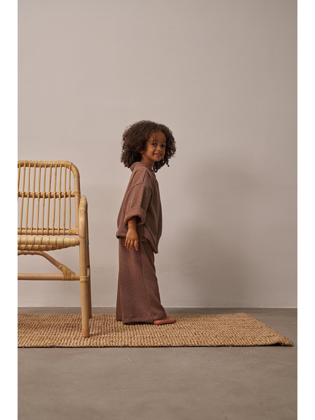 Kahverengi Waffle Bağlamalı Takım-4