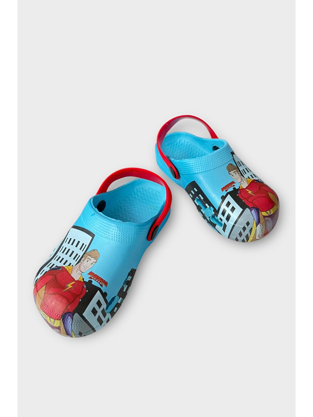 Süper Kahramanlı Çocuk Sandalet Terlik Mavi - Kirmizi-2