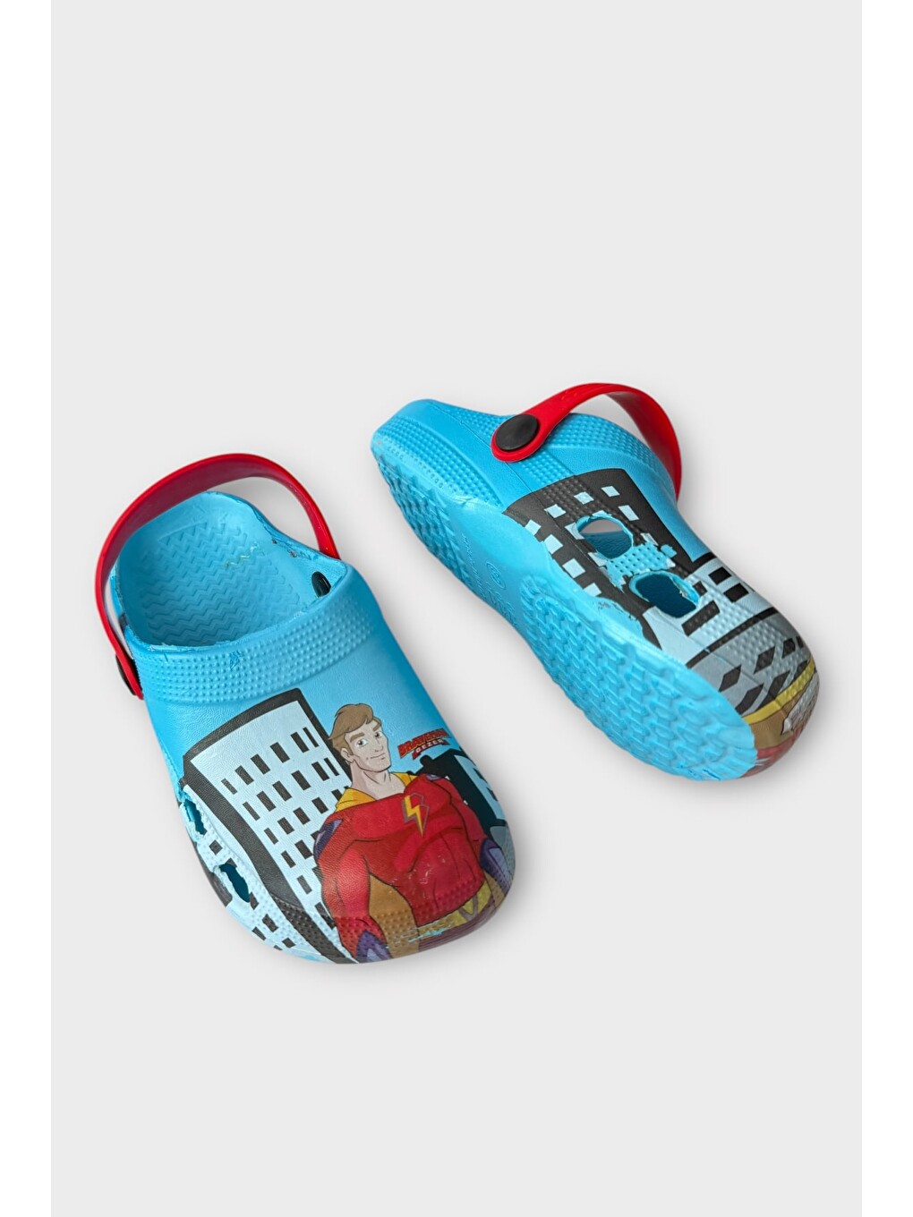 Süper Kahramanlı Çocuk Sandalet Terlik Mavi - Kirmizi-3
