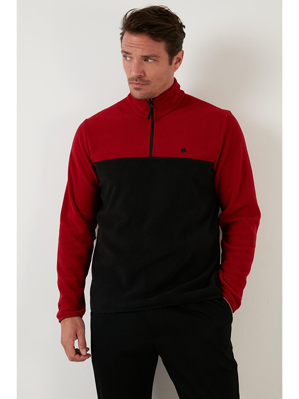 Buratti Bordo Regular Fit Fermuarlı Dik Yaka Kışlık Şardonlu Erkek Polar Sweatshirt 5906016 - 5