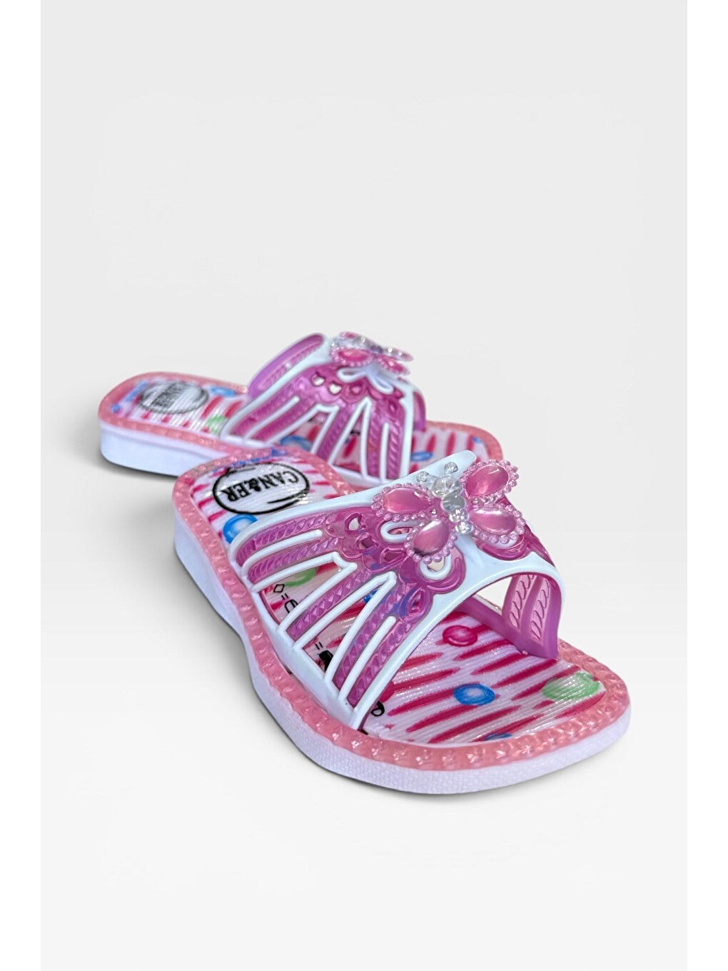 Kelebek Figürlü Günlük Havuz Plaj Rahat Kız Çocuk Terlik Pembe-4