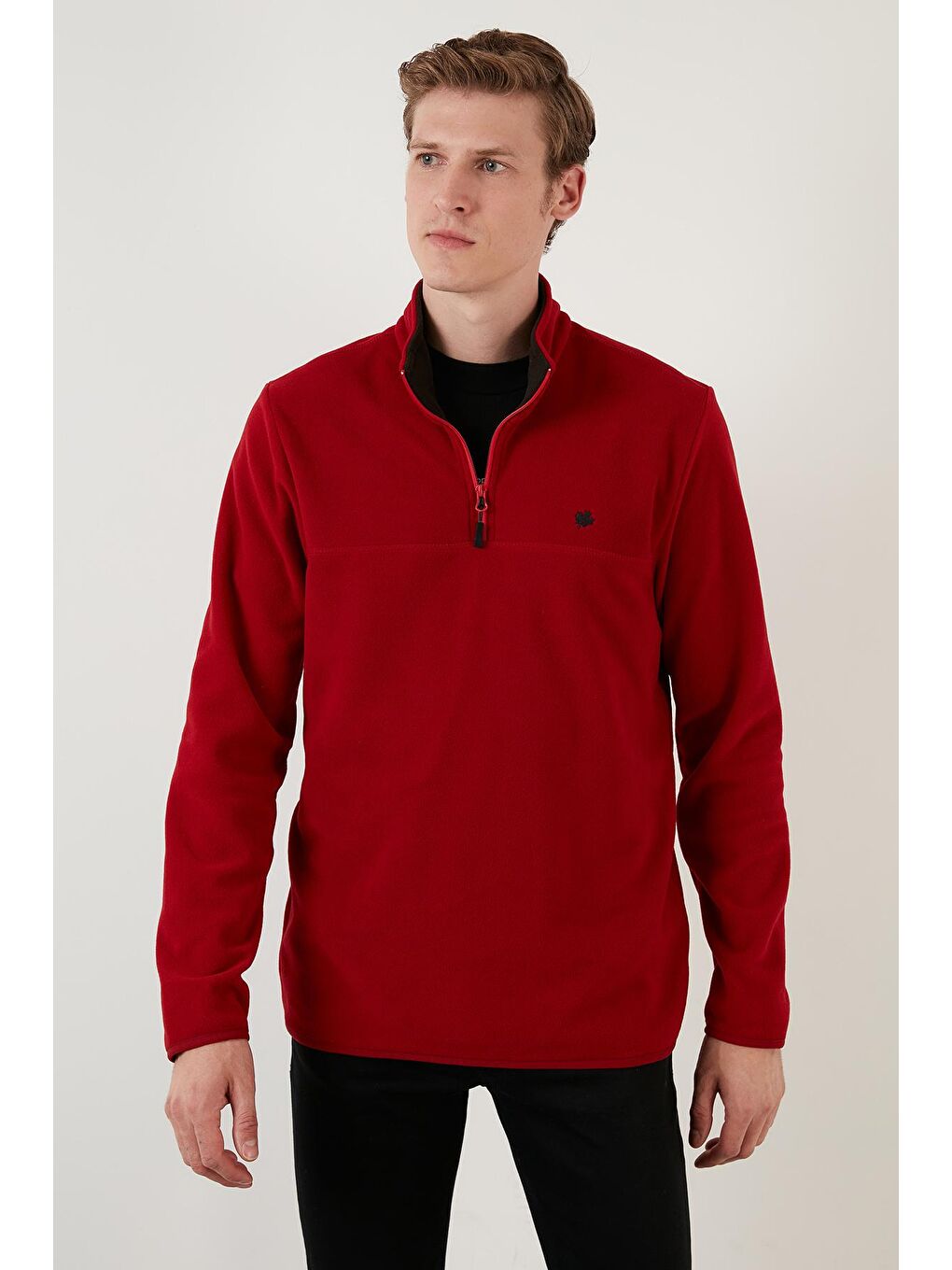 Buratti Bordo Regular Fit Anti-Pilling Bato Yaka Kışlık Şardonlu Erkek Polar Sweatshirt 5906001 - 5