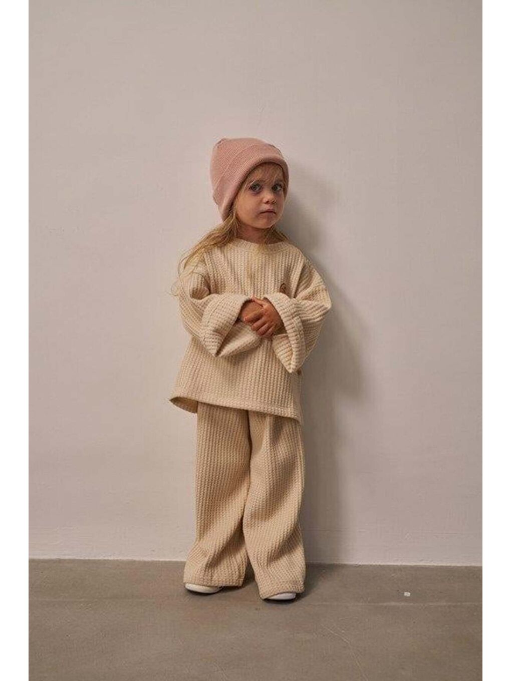 Bej Cookie Nakışlı Dökümlü Alt Üst Takım-2