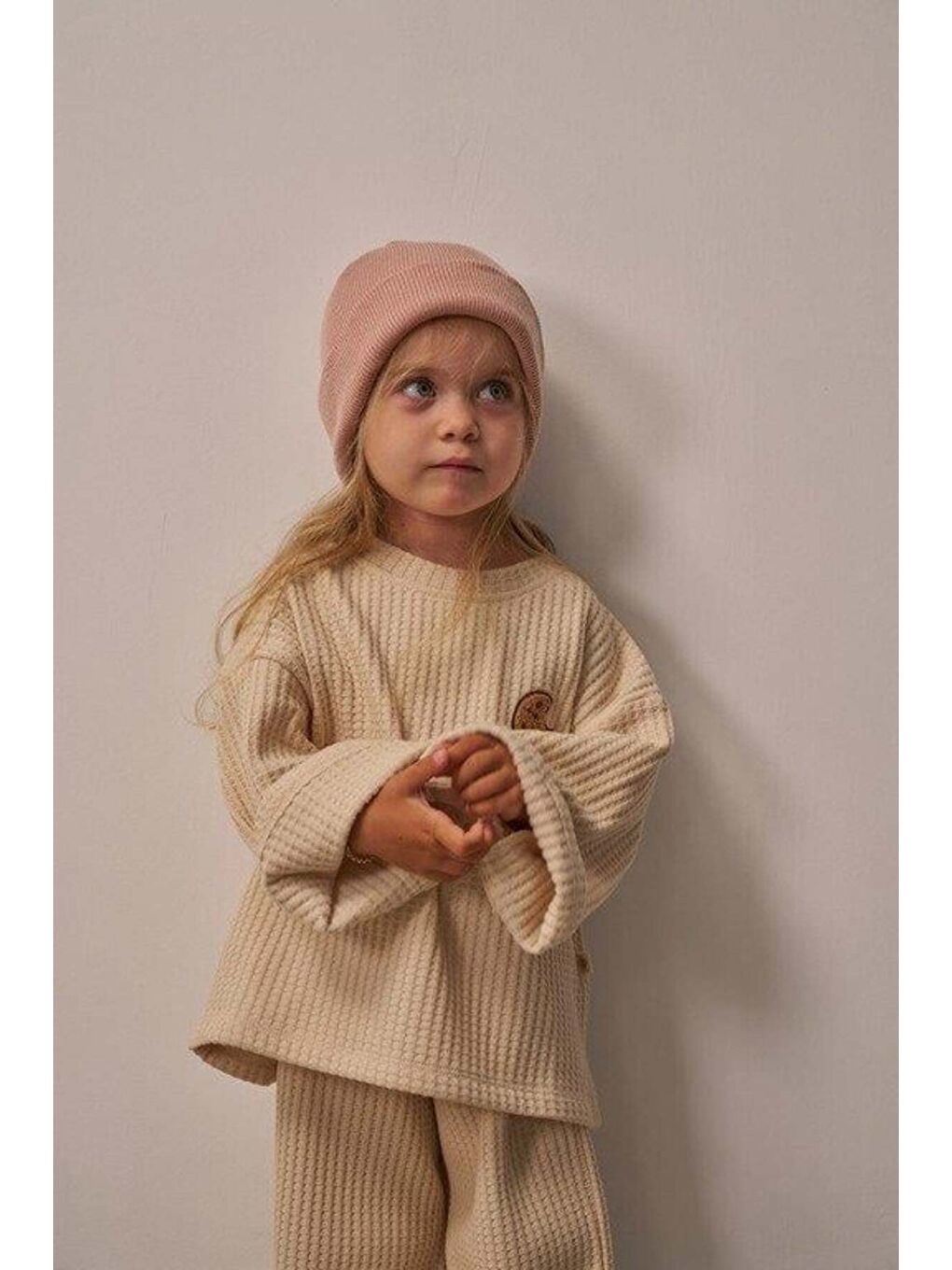 Bej Cookie Nakışlı Dökümlü Alt Üst Takım-4