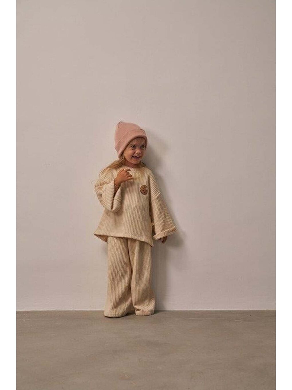 Bej Cookie Nakışlı Dökümlü Alt Üst Takım-5