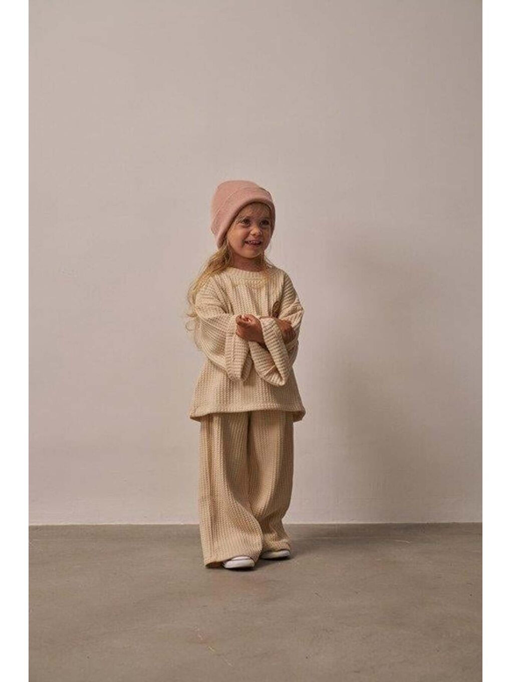 Bej Cookie Nakışlı Dökümlü Alt Üst Takım-7