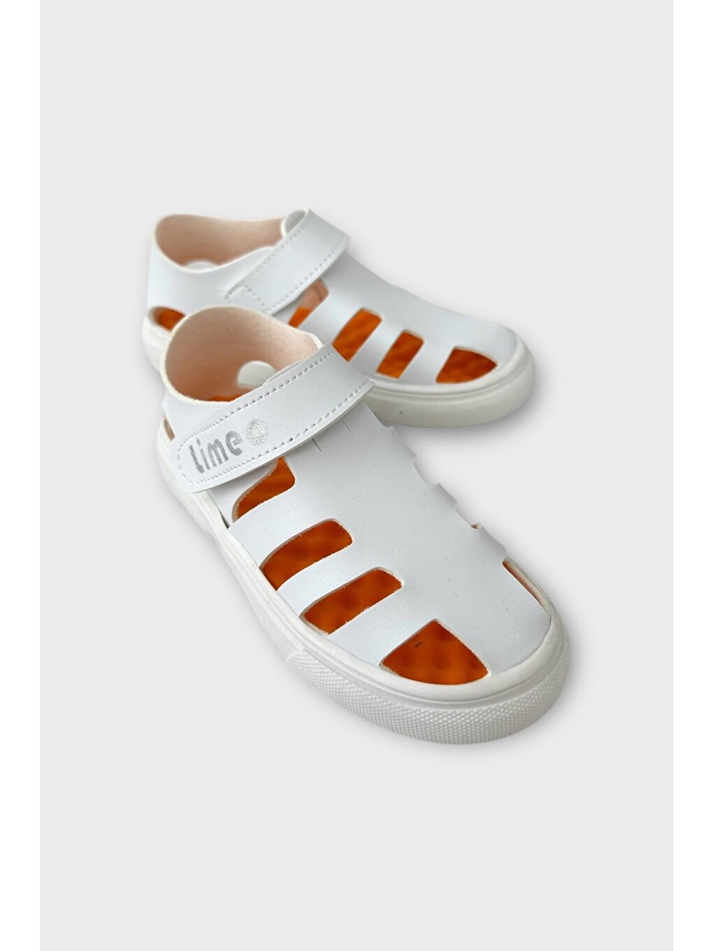 Unisex Cırtlı Esnek Kauçuk Tabanlı Ortopedik Çocuk Spor Sandalet Beyaz-2