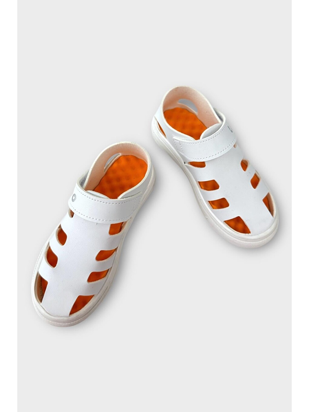 Unisex Cırtlı Esnek Kauçuk Tabanlı Ortopedik Çocuk Spor Sandalet Beyaz-4