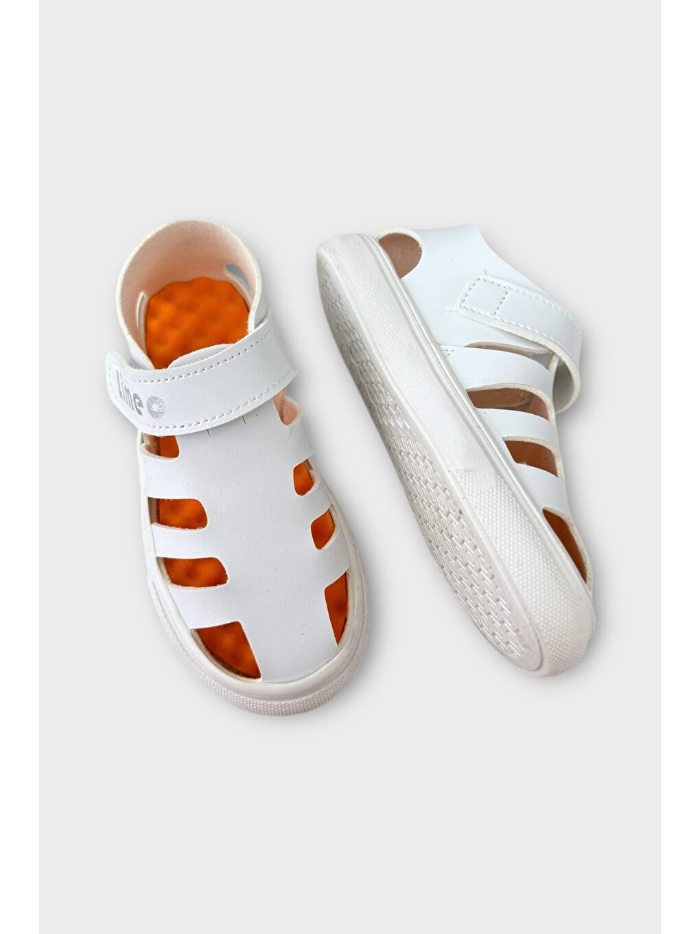 Unisex Cırtlı Esnek Kauçuk Tabanlı Ortopedik Çocuk Spor Sandalet Beyaz-9