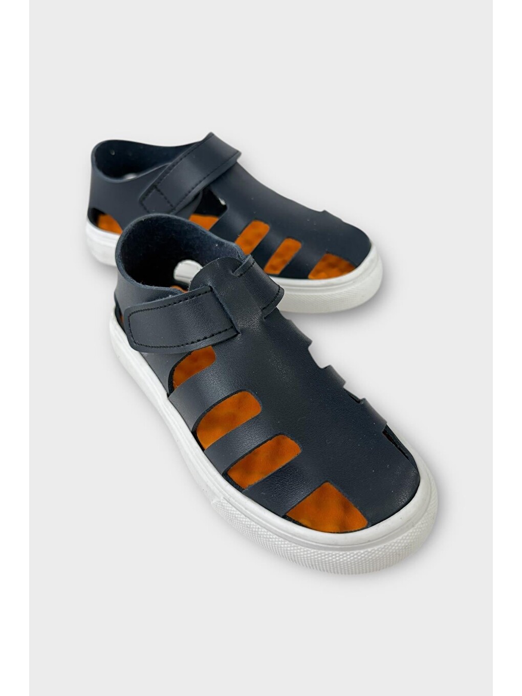 Unisex Cırtlı Esnek Kauçuk Tabanlı Ortopedik Çocuk Spor Sandalet Lacivert-1