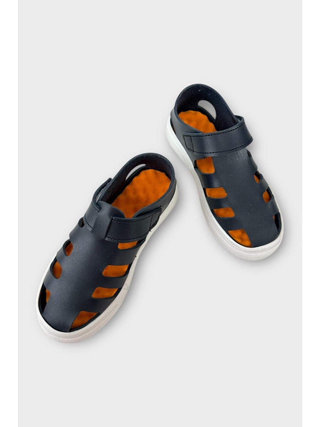 Unisex Cırtlı Esnek Kauçuk Tabanlı Ortopedik Çocuk Spor Sandalet Lacivert-2