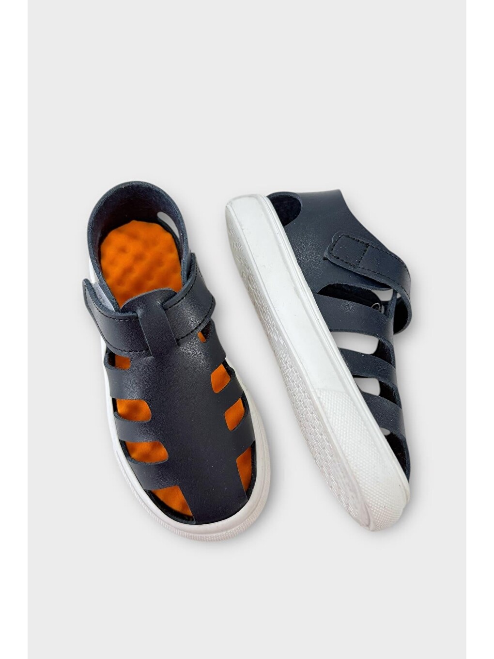 Unisex Cırtlı Esnek Kauçuk Tabanlı Ortopedik Çocuk Spor Sandalet Lacivert-3