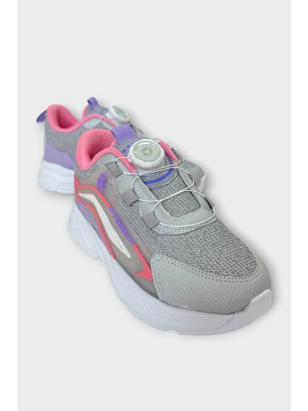 Gri Otomatik Bağcıklı Çocuk Spor Ayakkabı Buz - Pembe-3