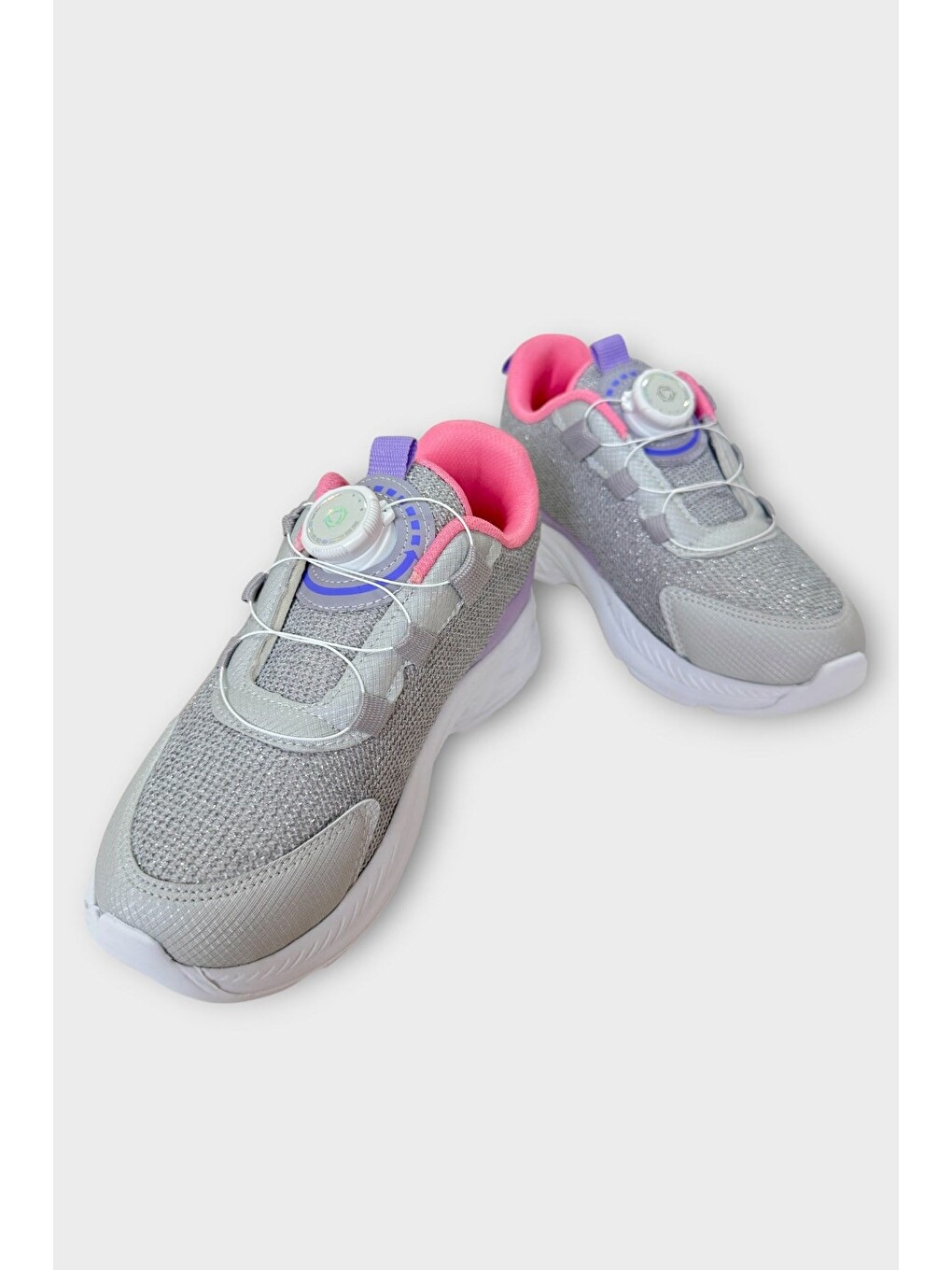 Gri Otomatik Bağcıklı Çocuk Spor Ayakkabı Buz - Pembe-4