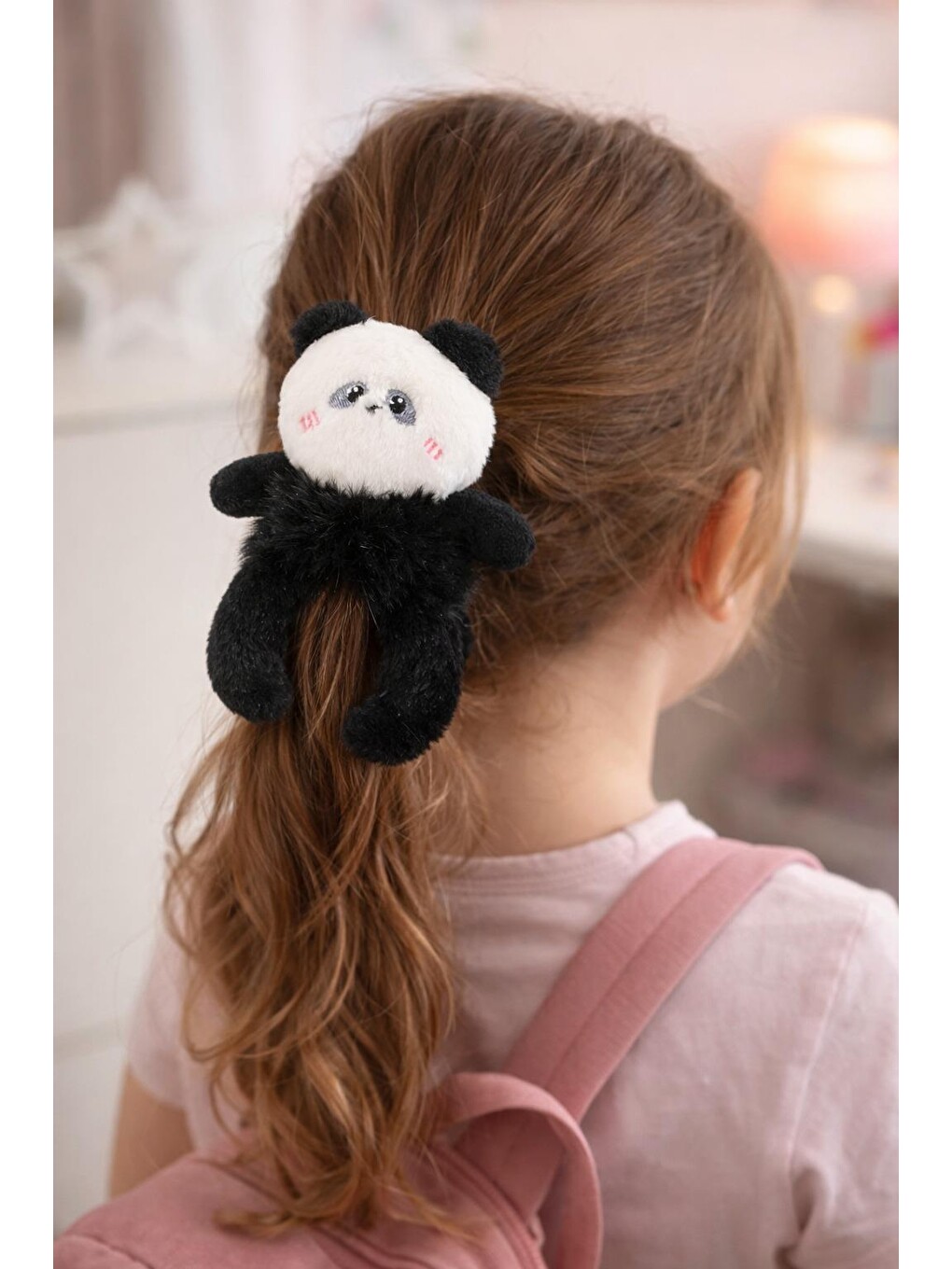 Panda Aksesuarlı Lastik Toka Siyah
