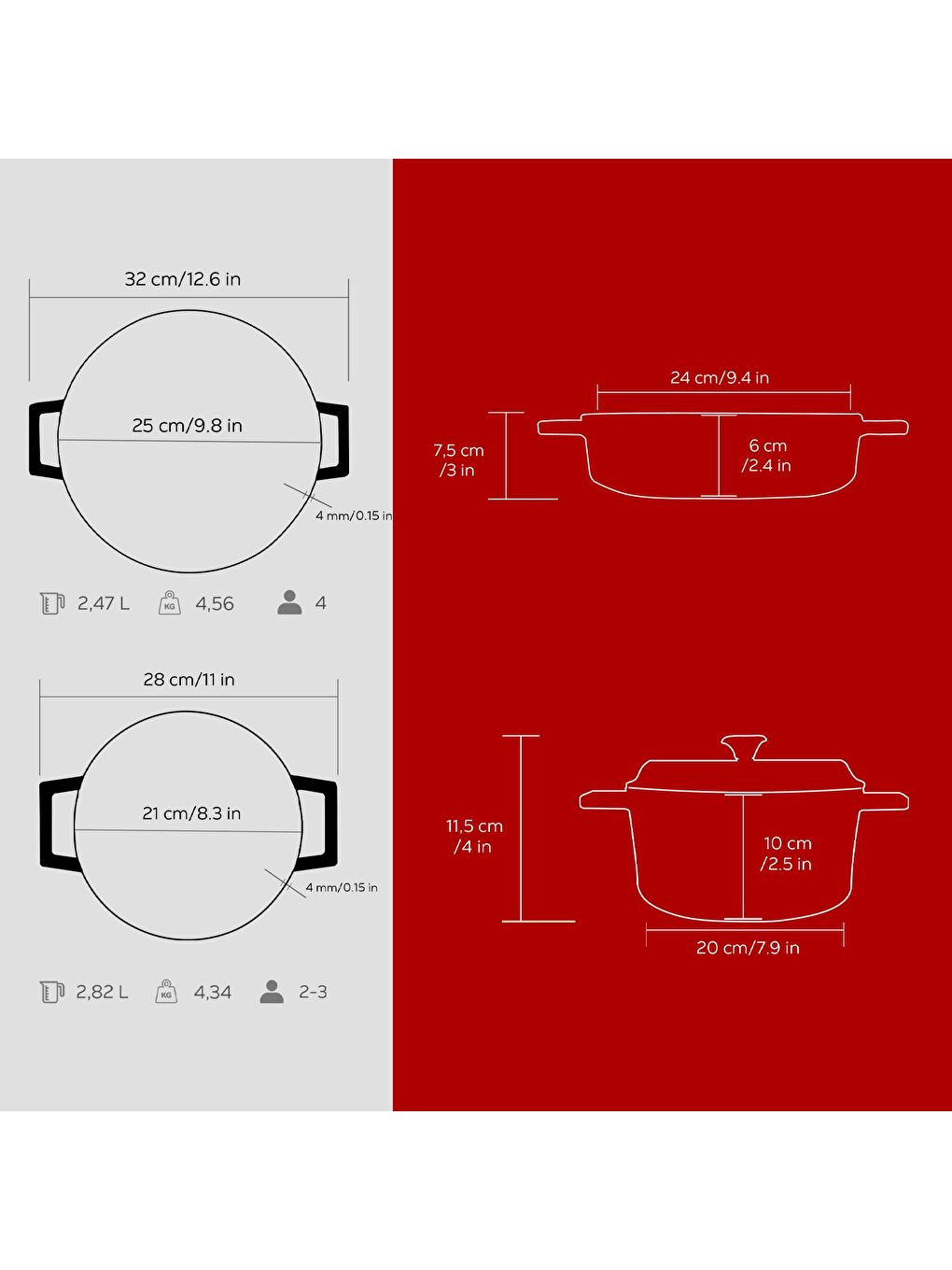 Kırmızı Döküm 2x Trendy Serisi 5 Parça Tencere Seti-3