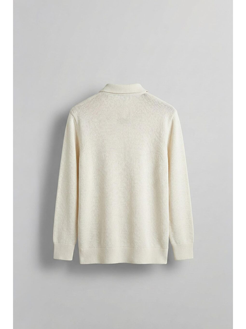 Erkek Polo V Yaka Slim Fit Basic Kazak Ekru-1