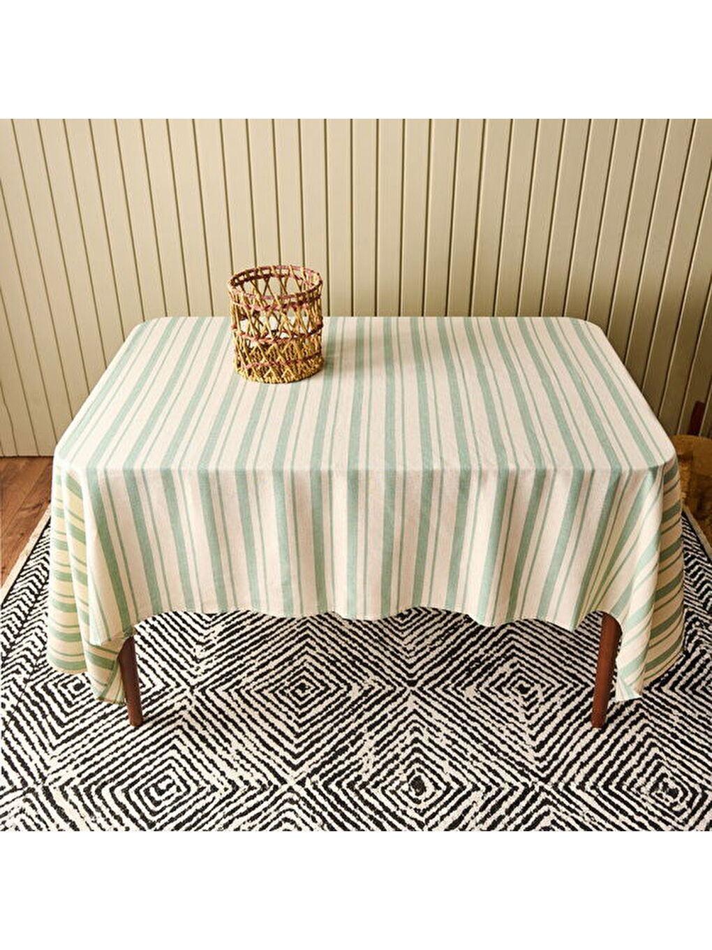 Lila Soft Alno Masa Örtüsü - Ekru / Yeşil - 140x200 cm