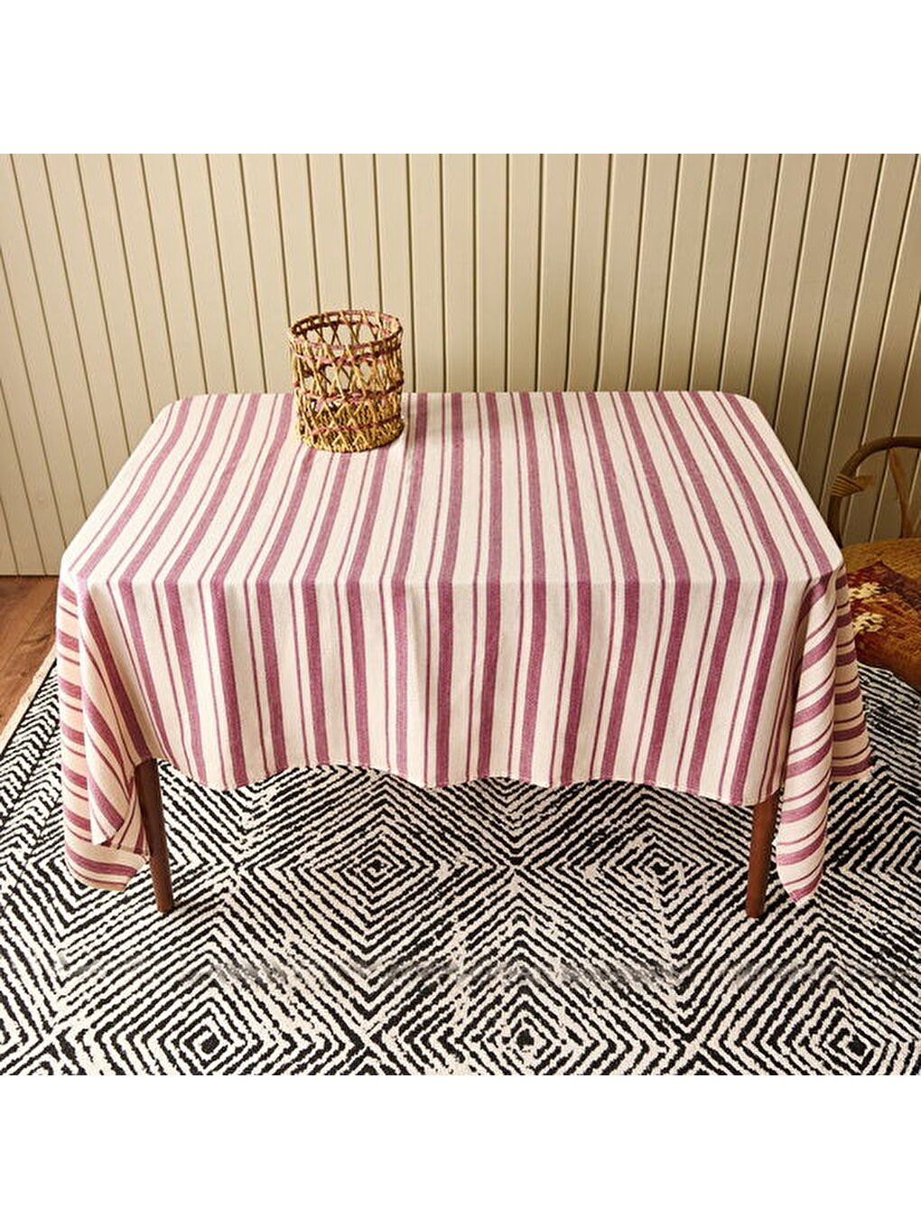 Soft Alno Masa Örtüsü - Ekru / Mürdüm - 140x200 cm