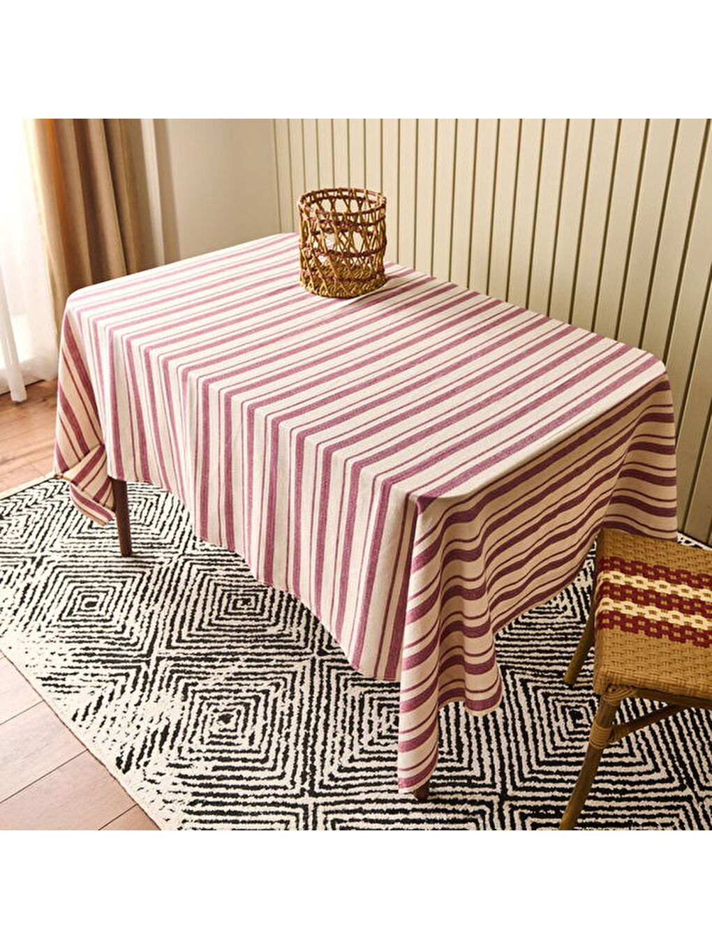 Soft Alno Masa Örtüsü - Ekru / Mürdüm - 140x200 cm-4