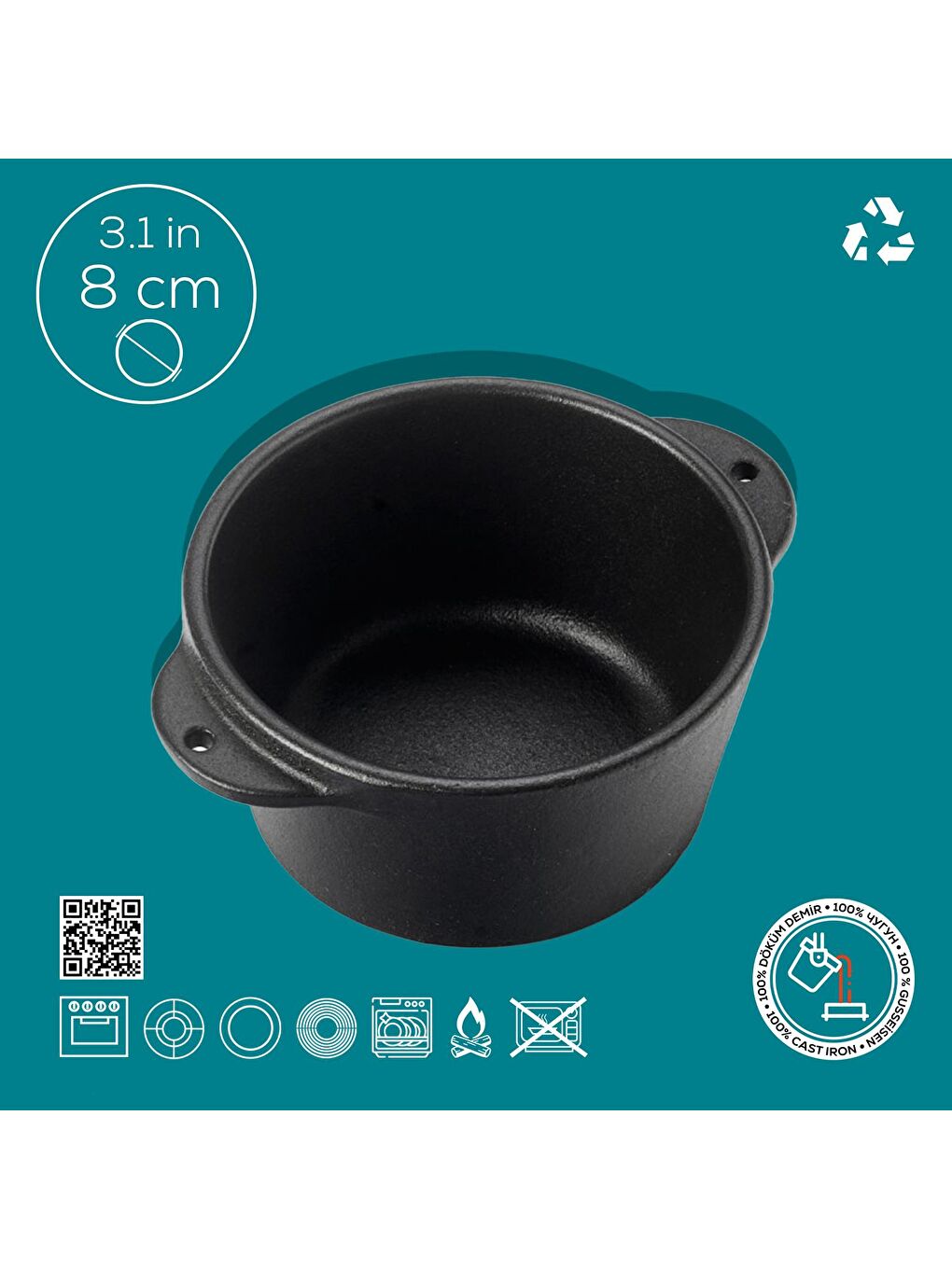 Siyah Yuvarlak Sufle / Sos Kabı. Çap(Ø)8cm.-3