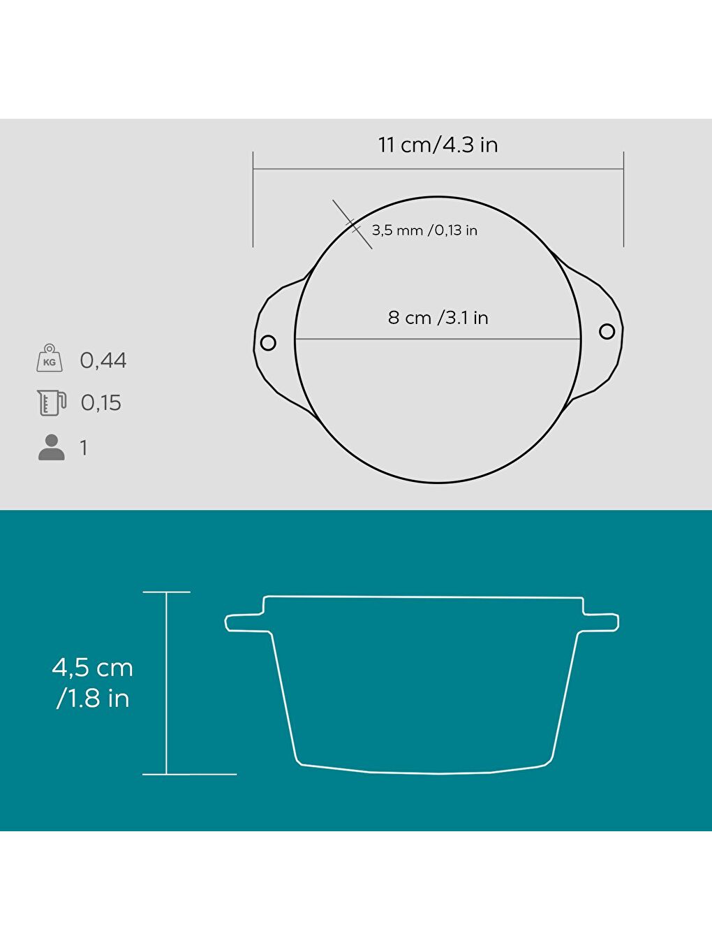Siyah Yuvarlak Sufle / Sos Kabı. Çap(Ø)8cm.-4